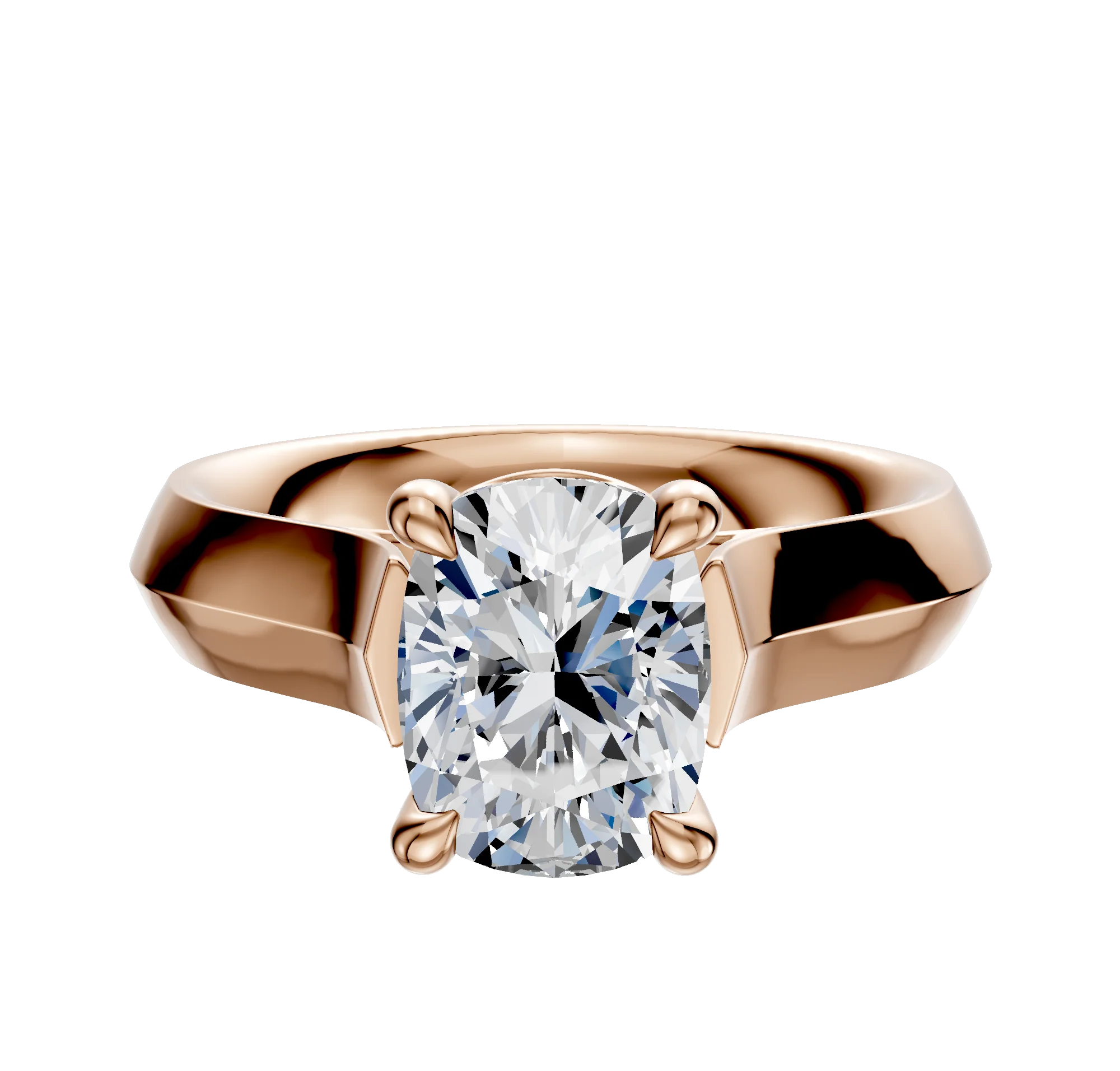 14K Rose Gold 4 Prong Basket Cathedral Knife Edge 4.0mm Engagement Ring