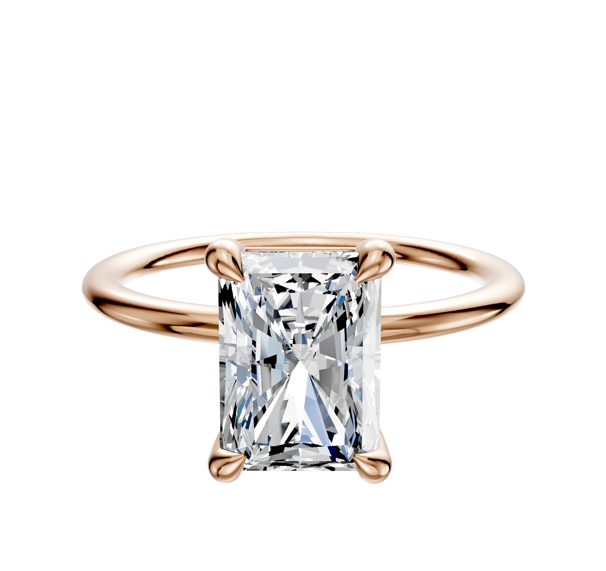 14K Rose Gold 4 Prong Basket Classic Dome 1.5mm Engagement Ring