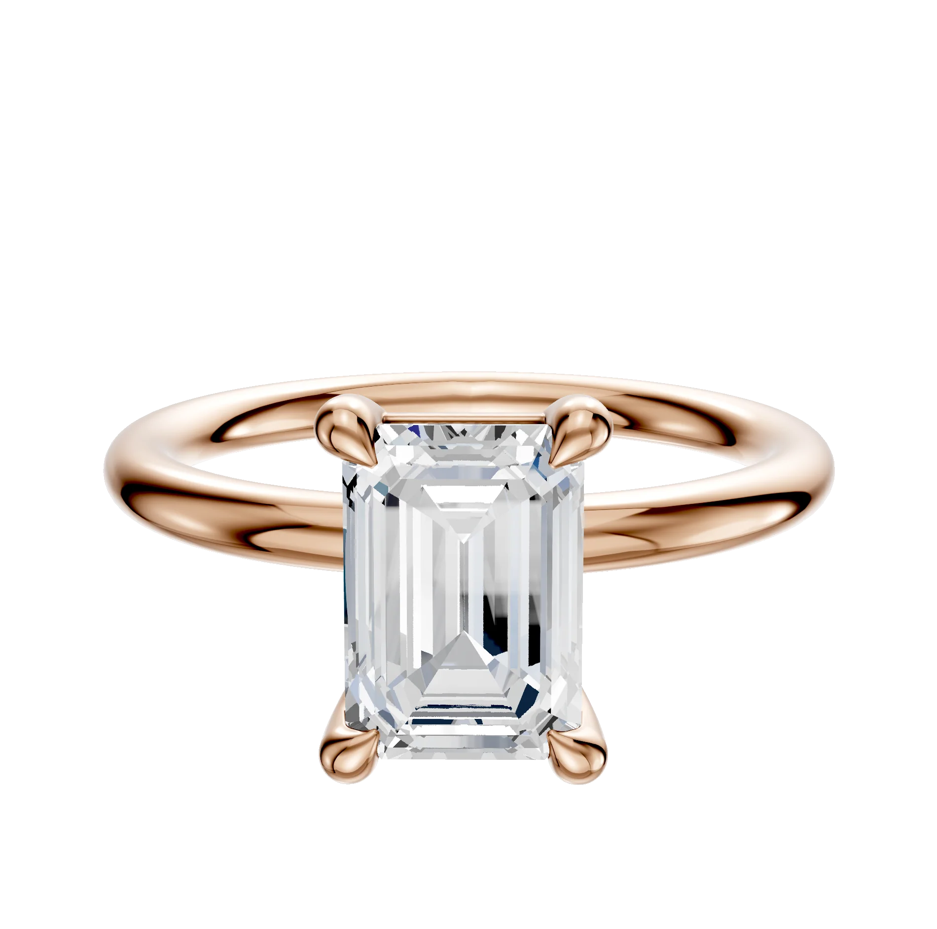 14K Rose Gold 4 Prong Basket Classic Dome 2.0mm Engagement Ring