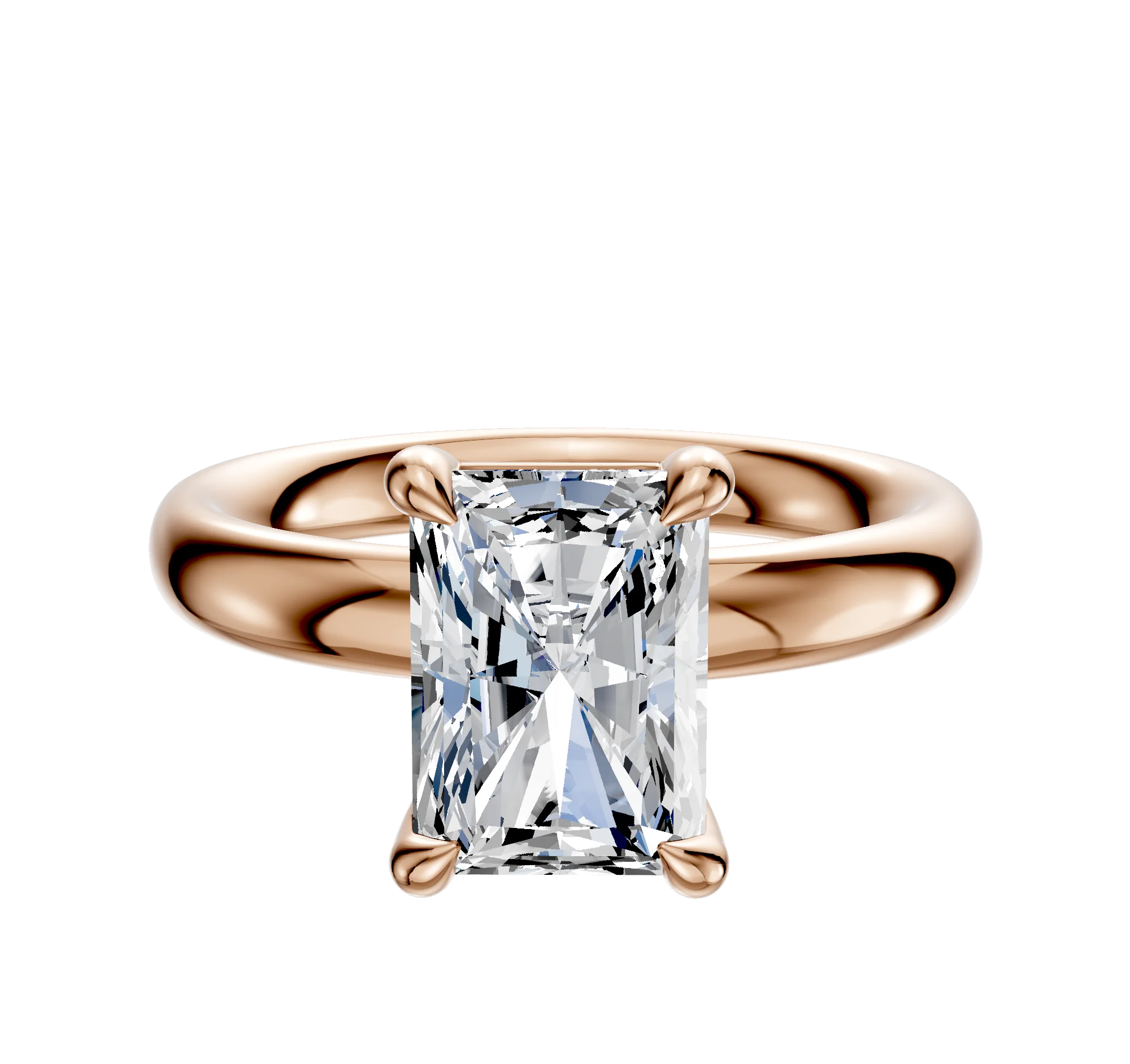 14K Rose Gold 4 Prong Basket Classic Dome 3.0mm Engagement Ring