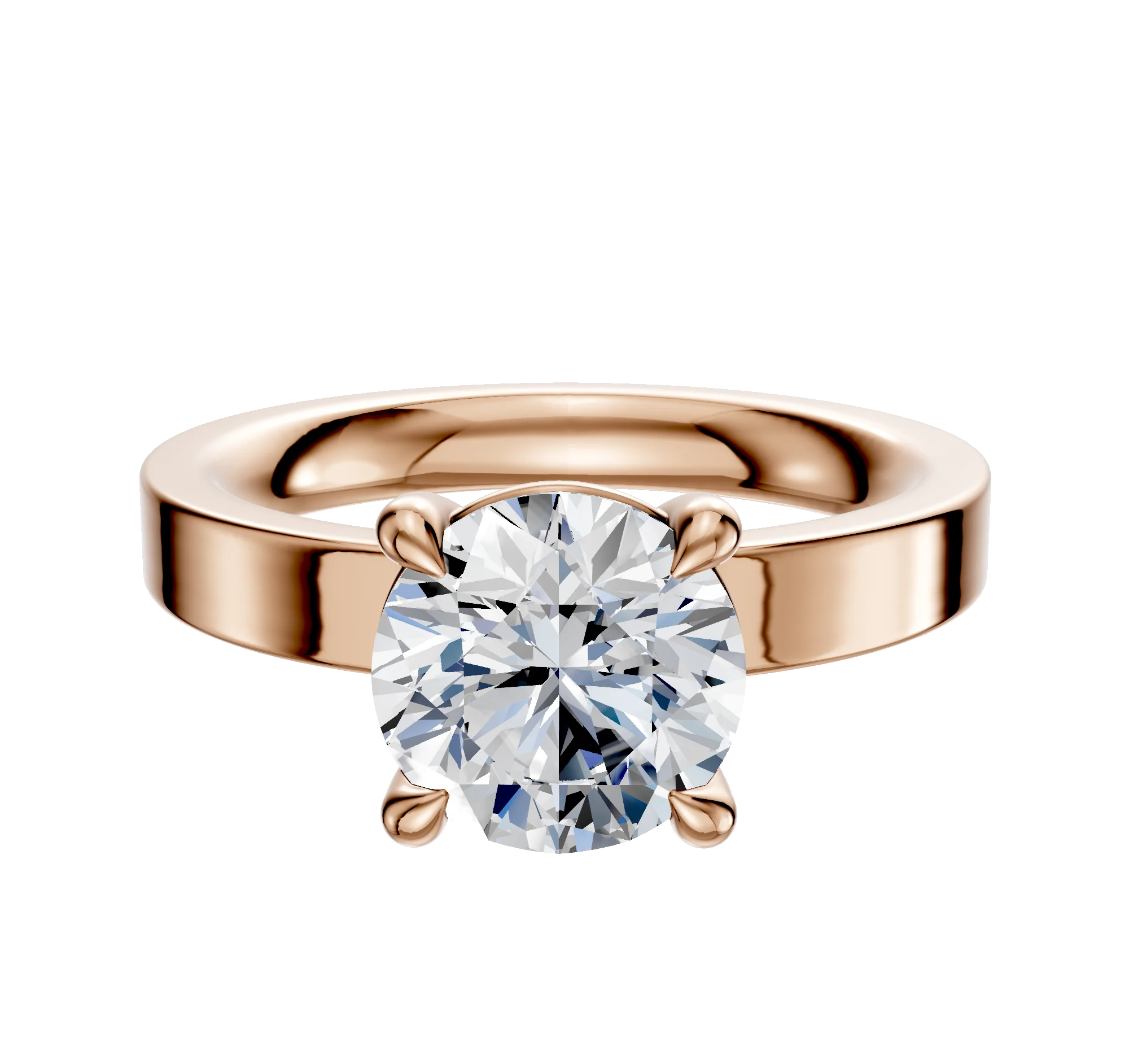 14K Rose Gold 4 Prong Basket Classic Flat 3.0mm Engagement Ring