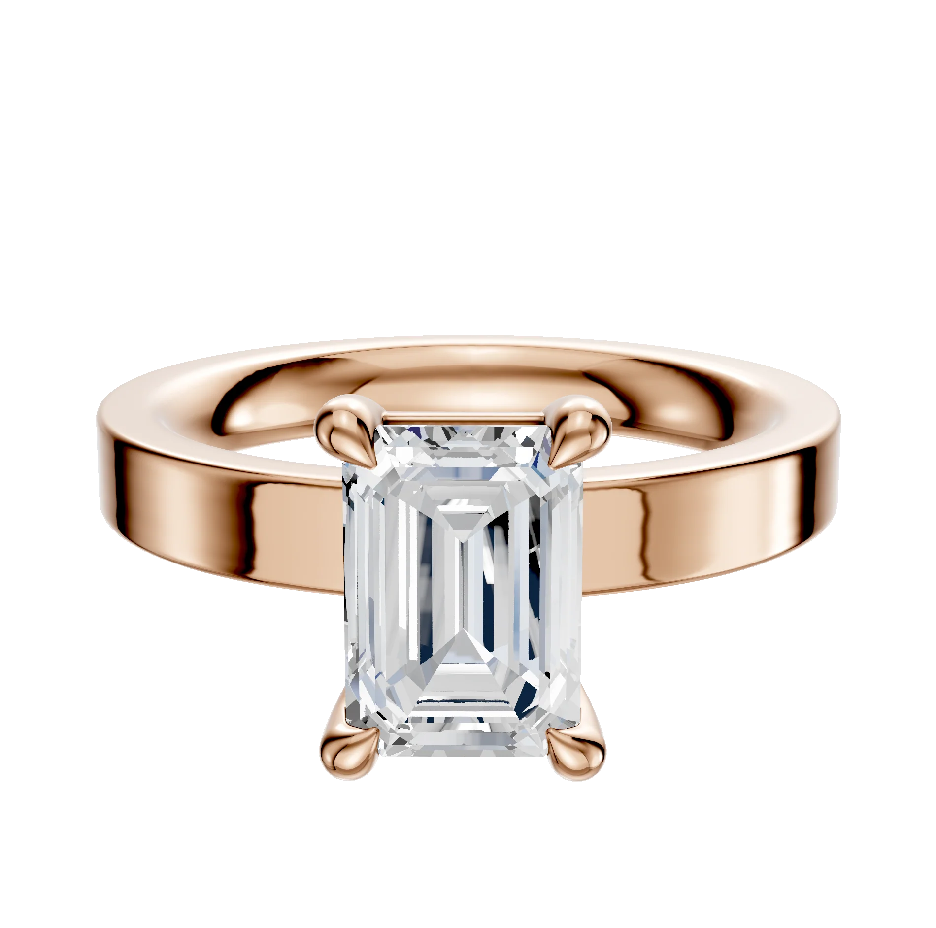 14K Rose Gold 4 Prong Basket Classic Flat 3.0mm Engagement Ring