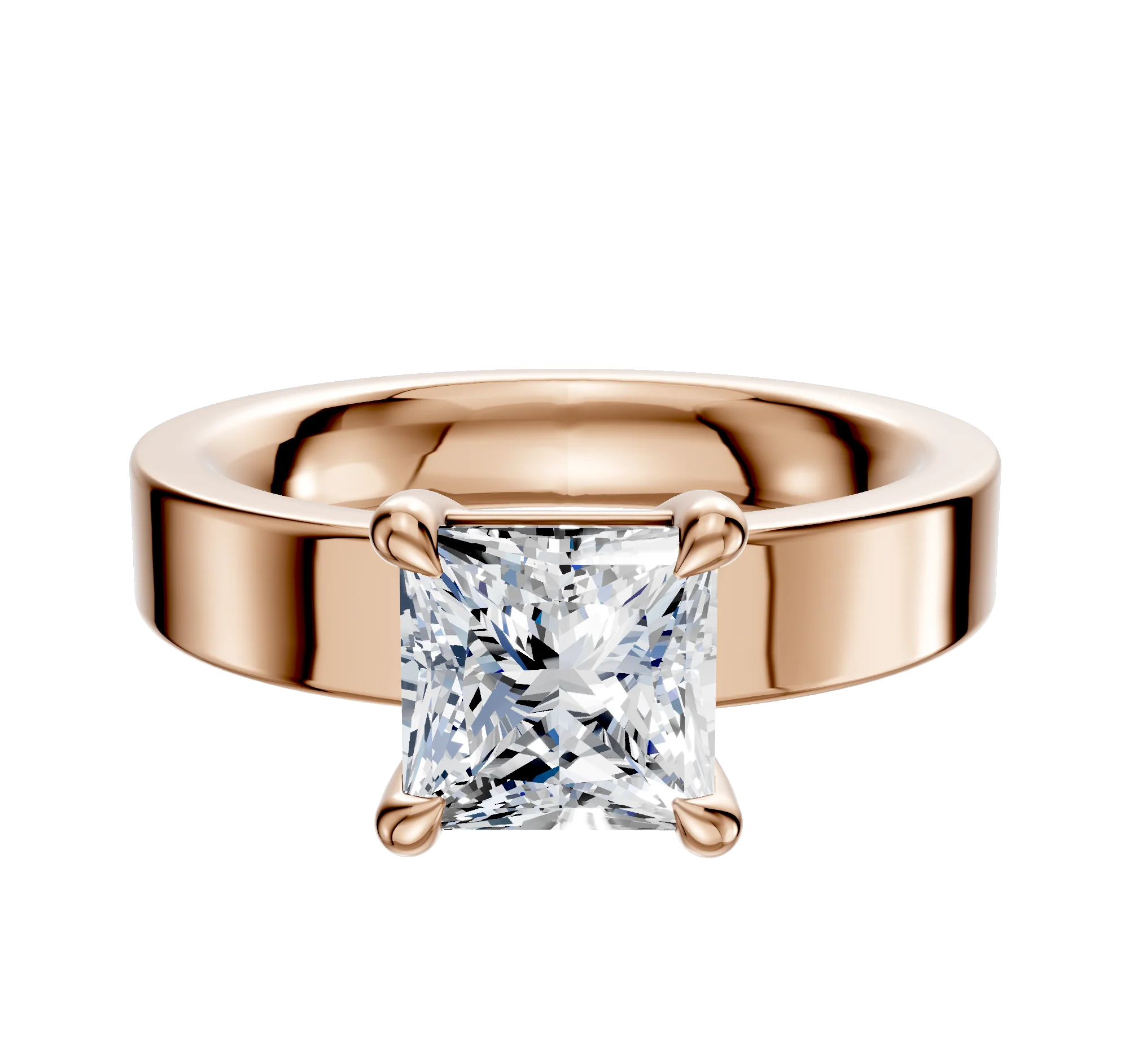 14K Rose Gold 4 Prong Basket Classic Flat 4.0mm Engagement Ring