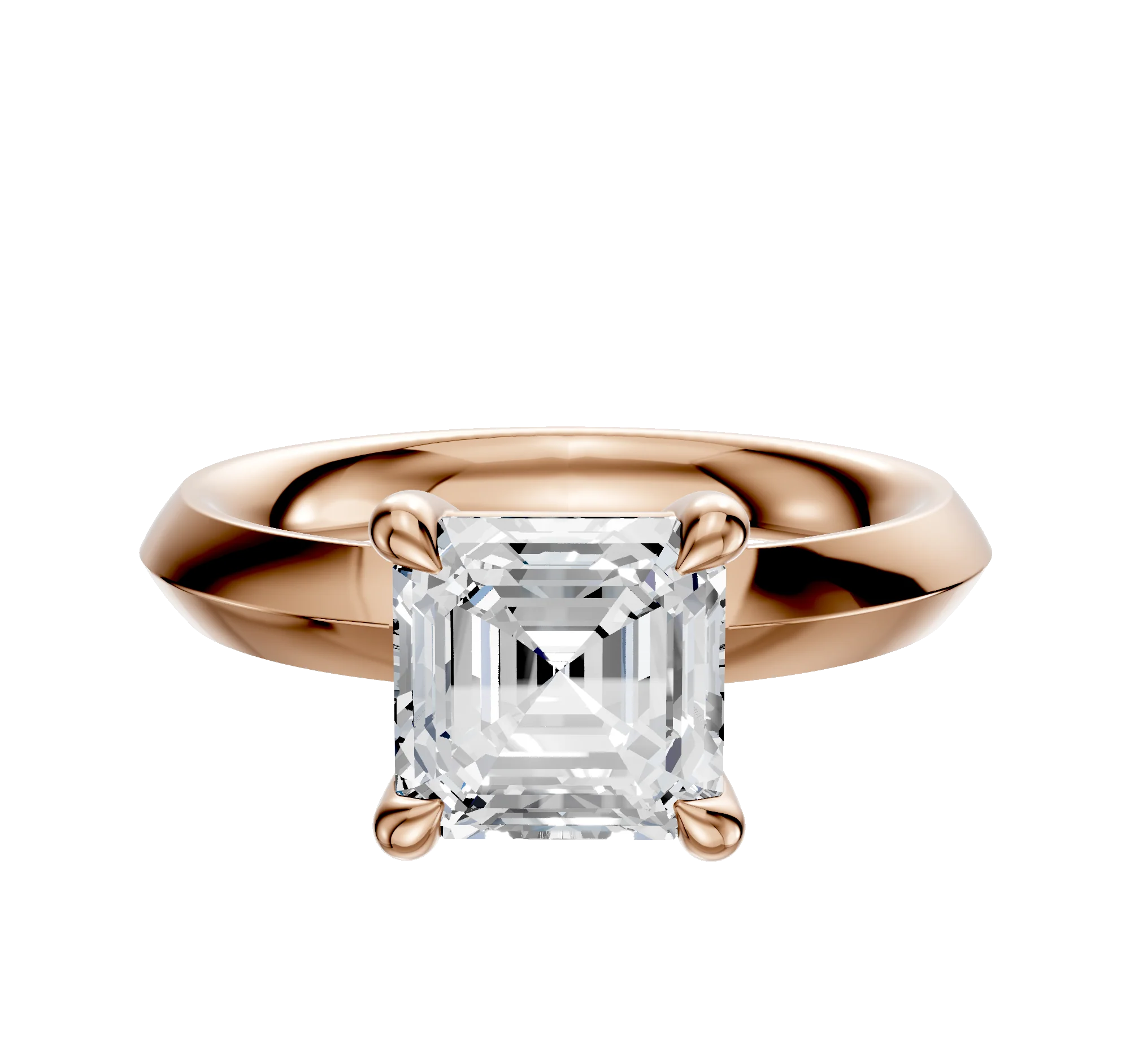 14K Rose Gold 4 Prong Basket Classic Knife Edge 3.0mm Engagement Ring