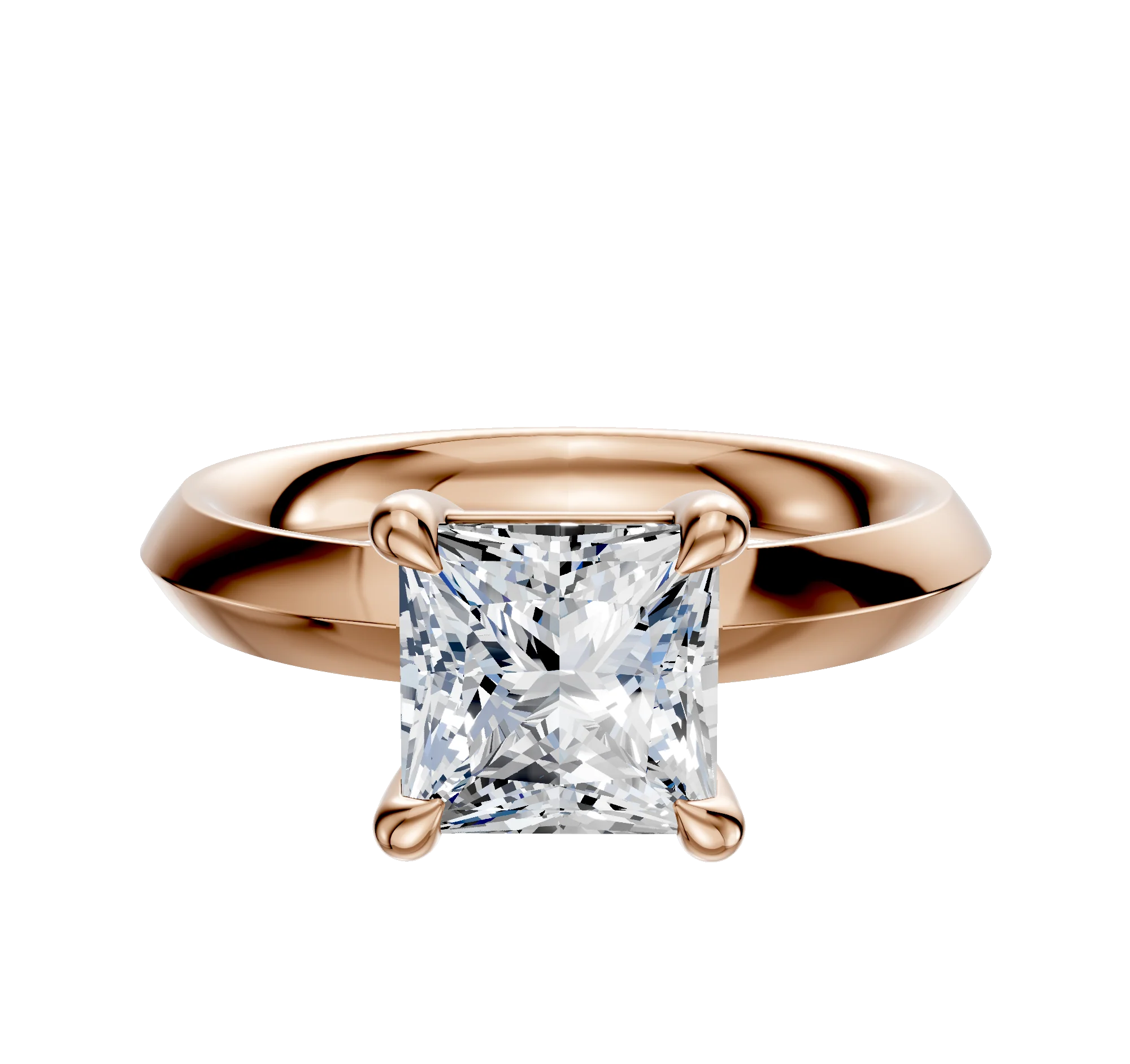 14K Rose Gold 4 Prong Basket Classic Knife Edge 3.0mm Engagement Ring