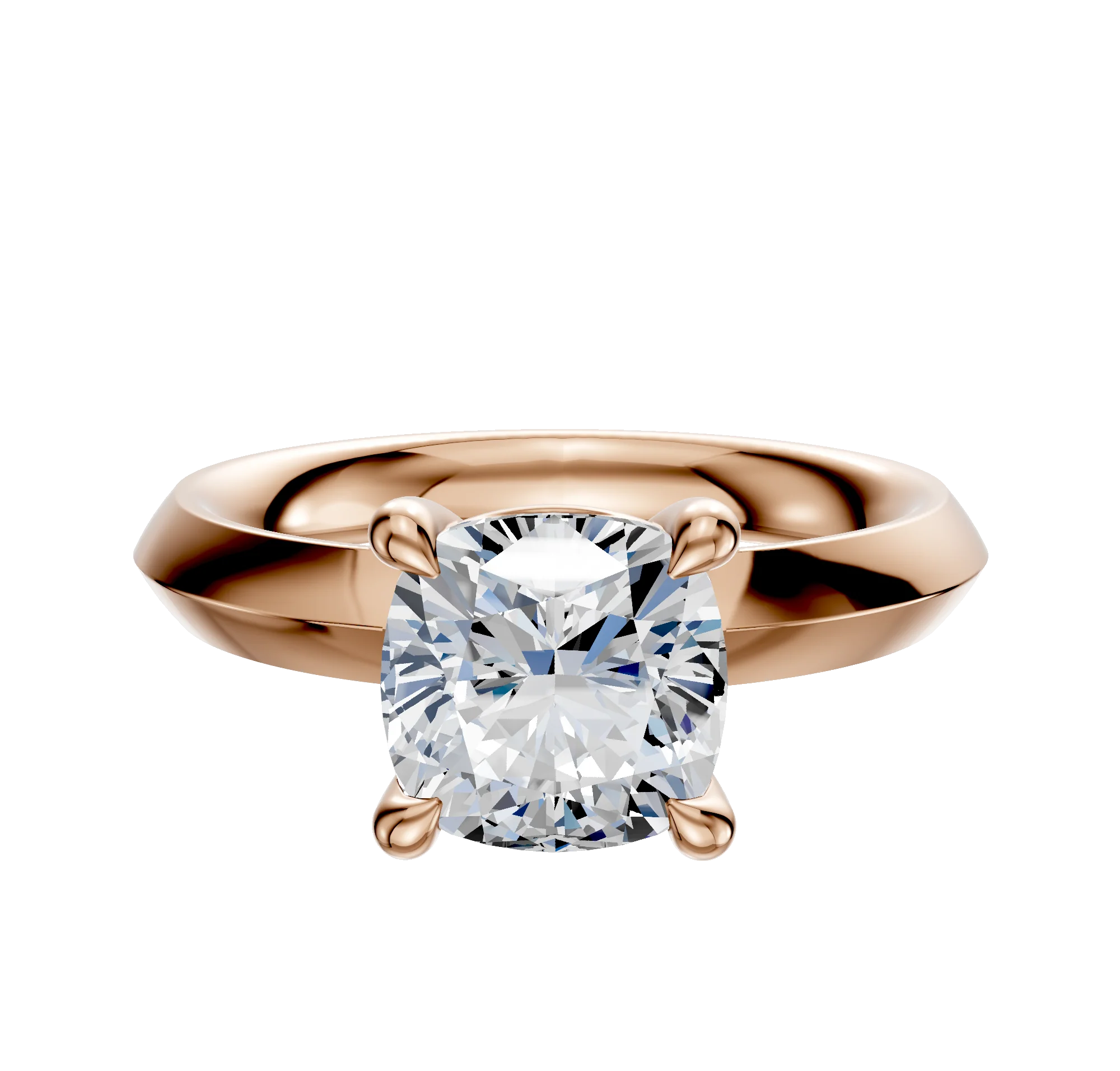 14K Rose Gold 4 Prong Basket Classic Knife Edge 3.0mm Engagement Ring