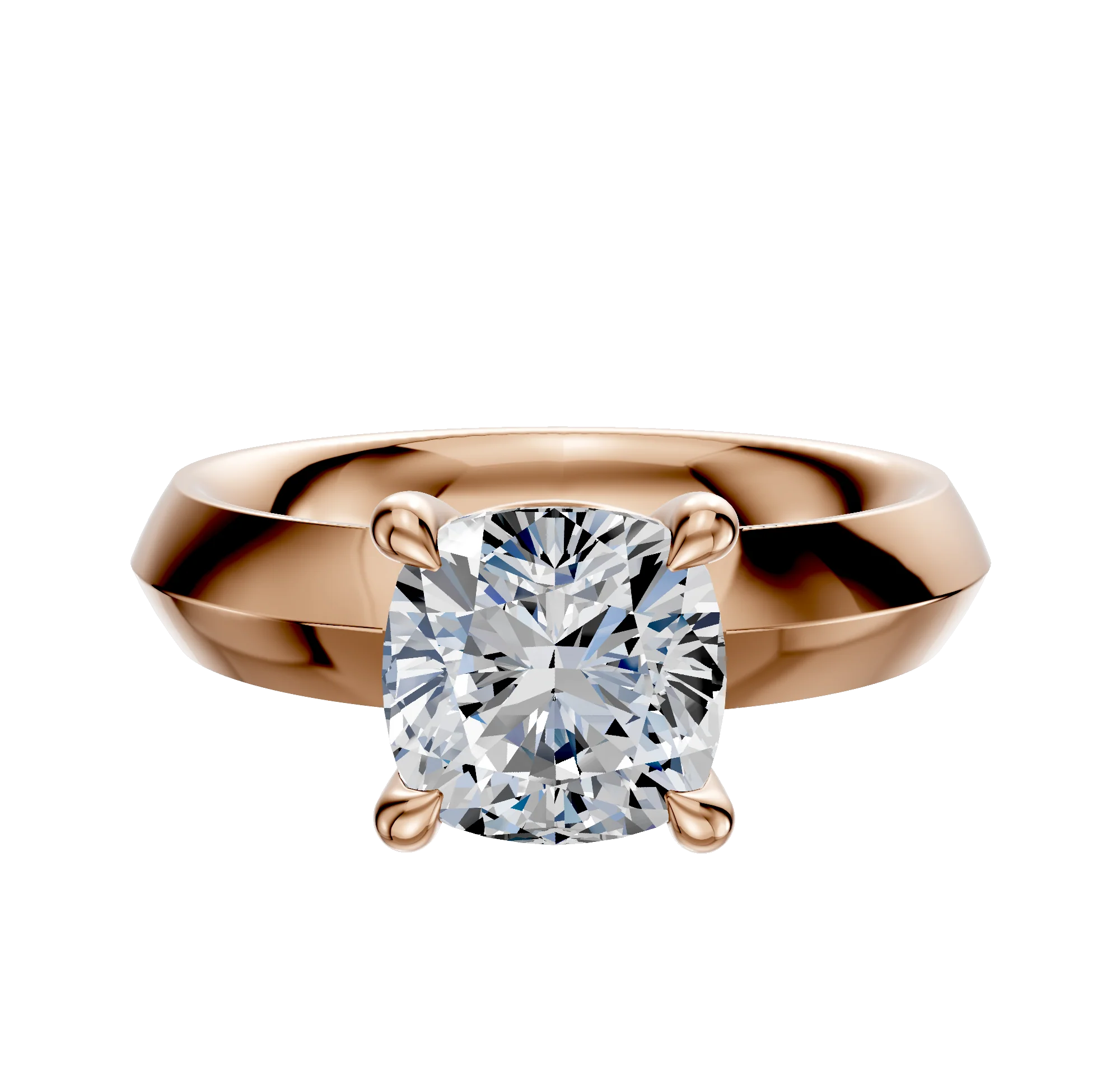 14K Rose Gold 4 Prong Basket Classic Knife Edge 4.0mm Engagement Ring