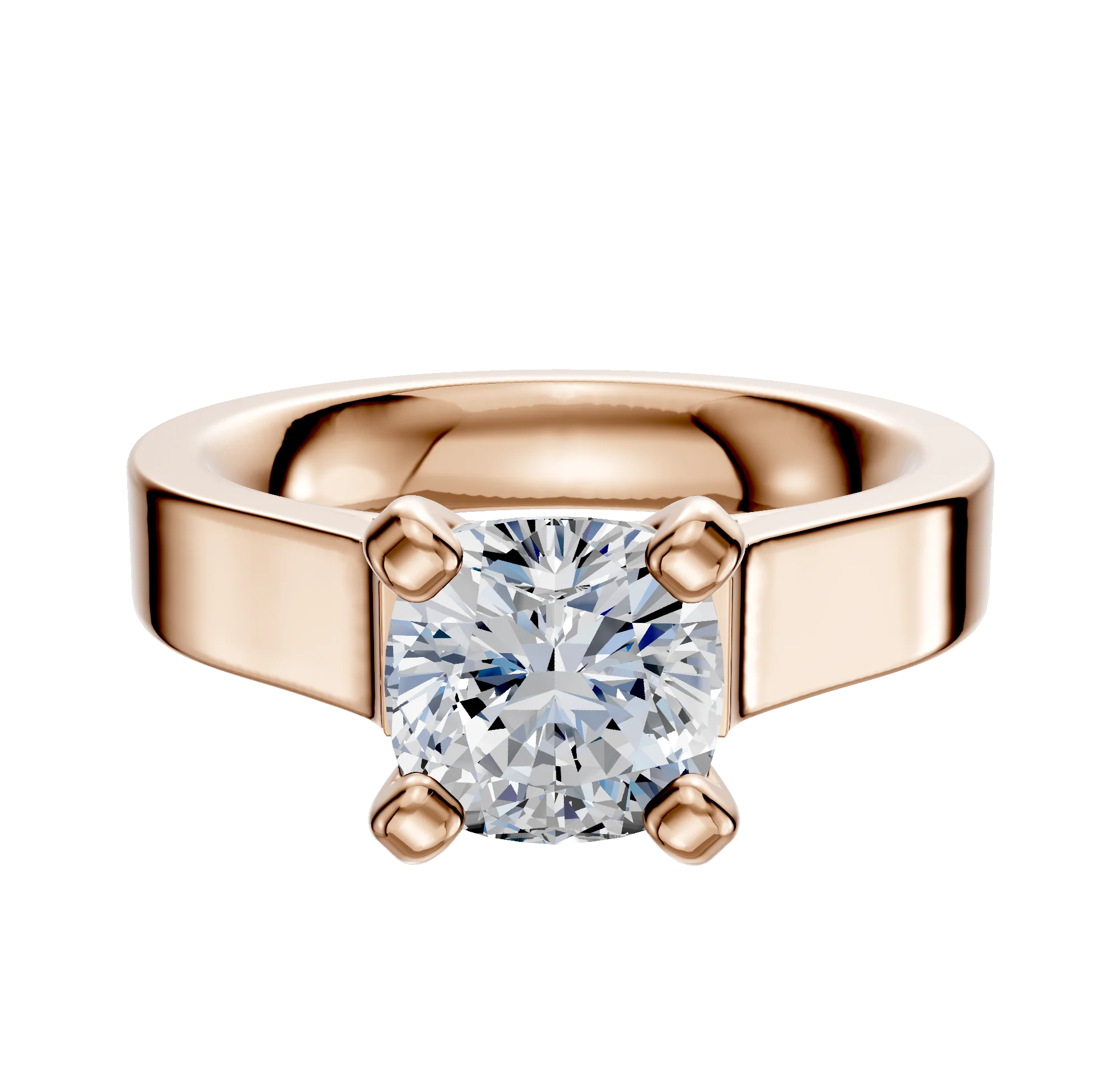 14K Rose Gold 4 Prong Cathedral Flat 4.0mm Engagement Ring