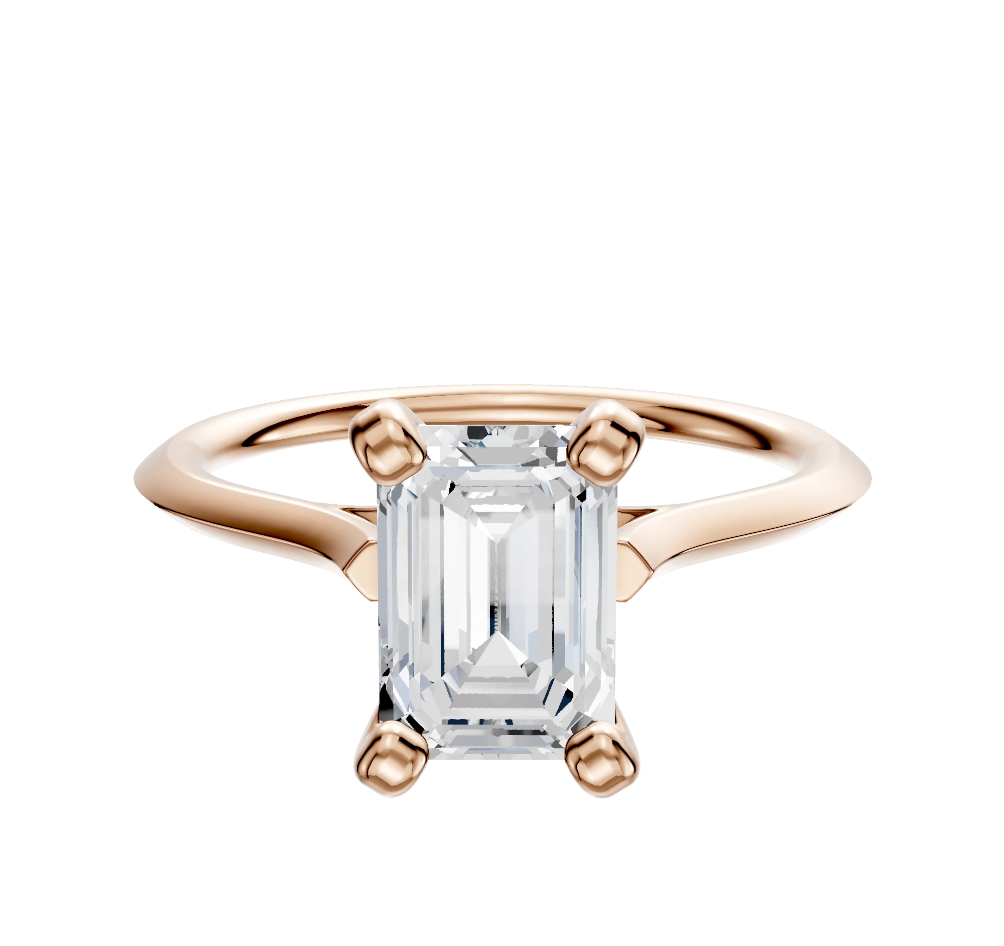 14K Rose Gold 4 Prong Cathedral Knife Edge 1.5mm Engagement Ring