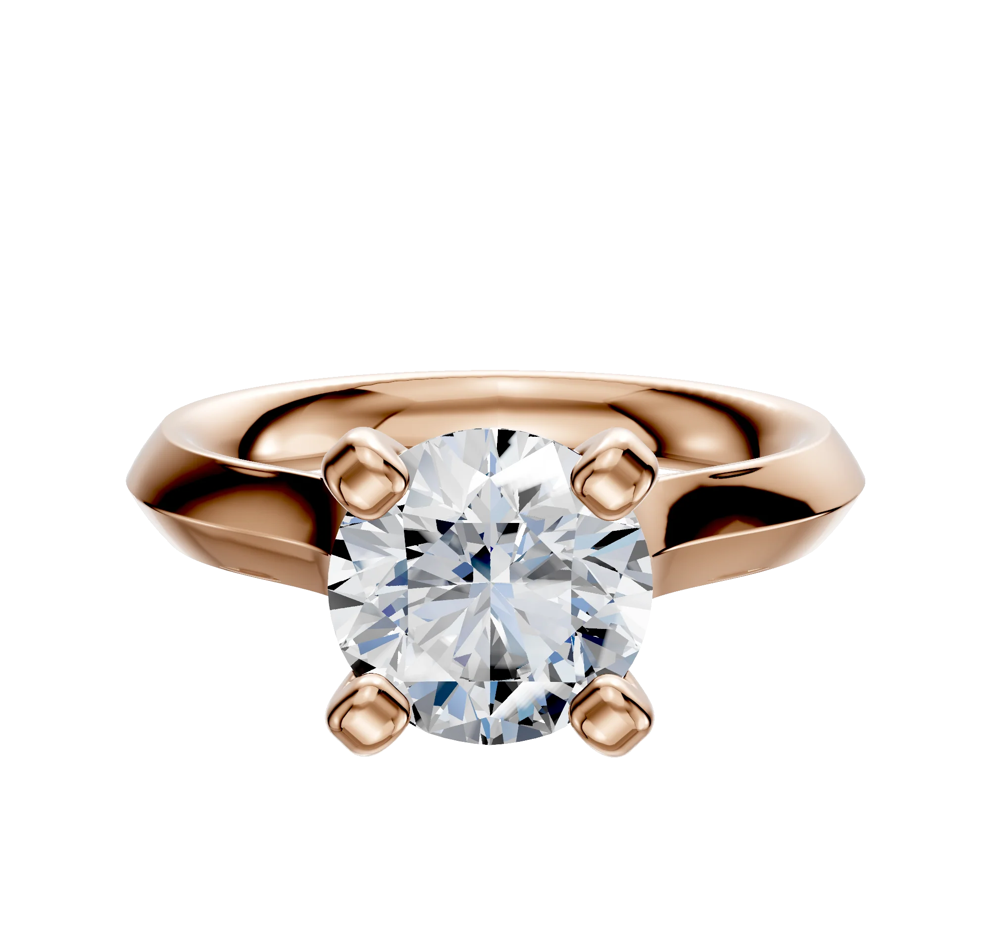14K Rose Gold 4 Prong Cathedral Knife Edge 3.0mm Engagement Ring