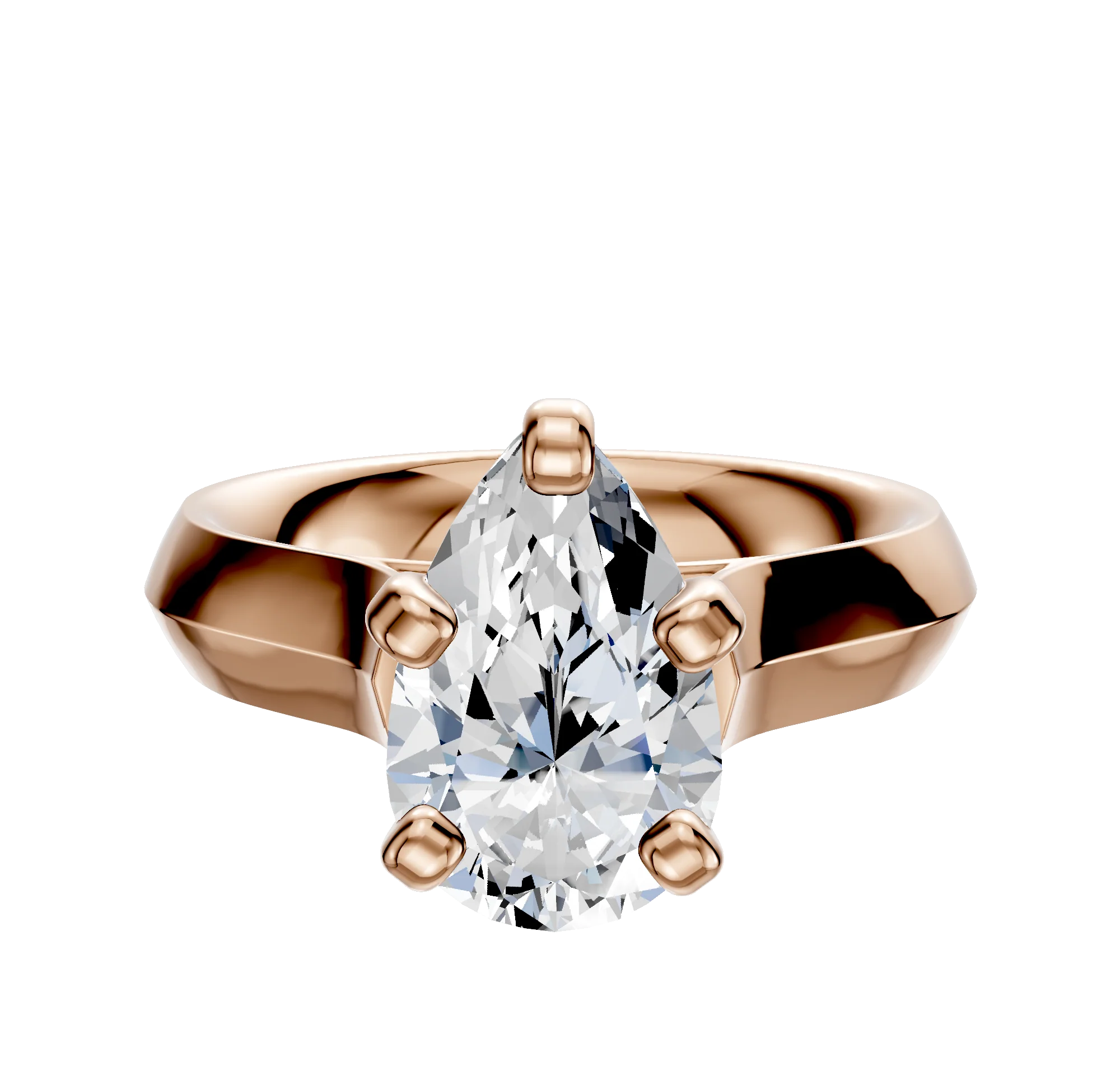 14K Rose Gold 4 Prong Cathedral Knife Edge 4.0mm Engagement Ring