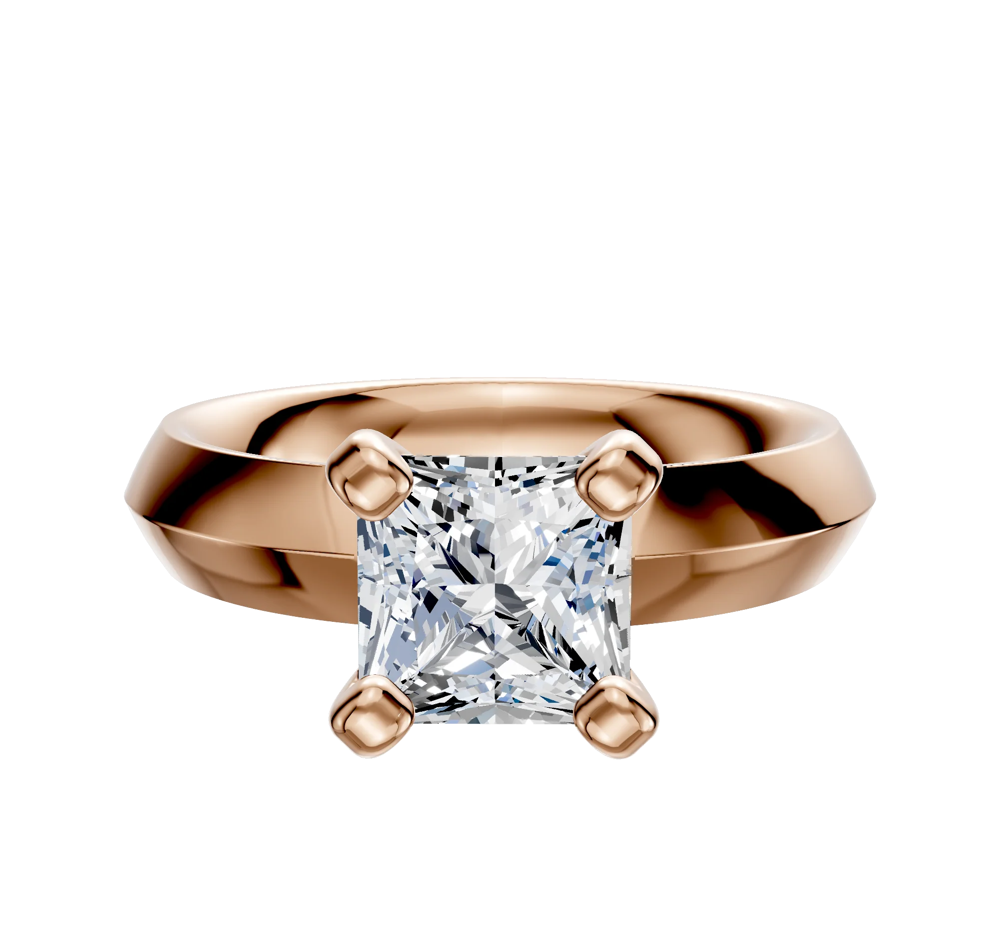 14K Rose Gold 4 Prong Classic Knife Edge 4.0mm Engagement Ring