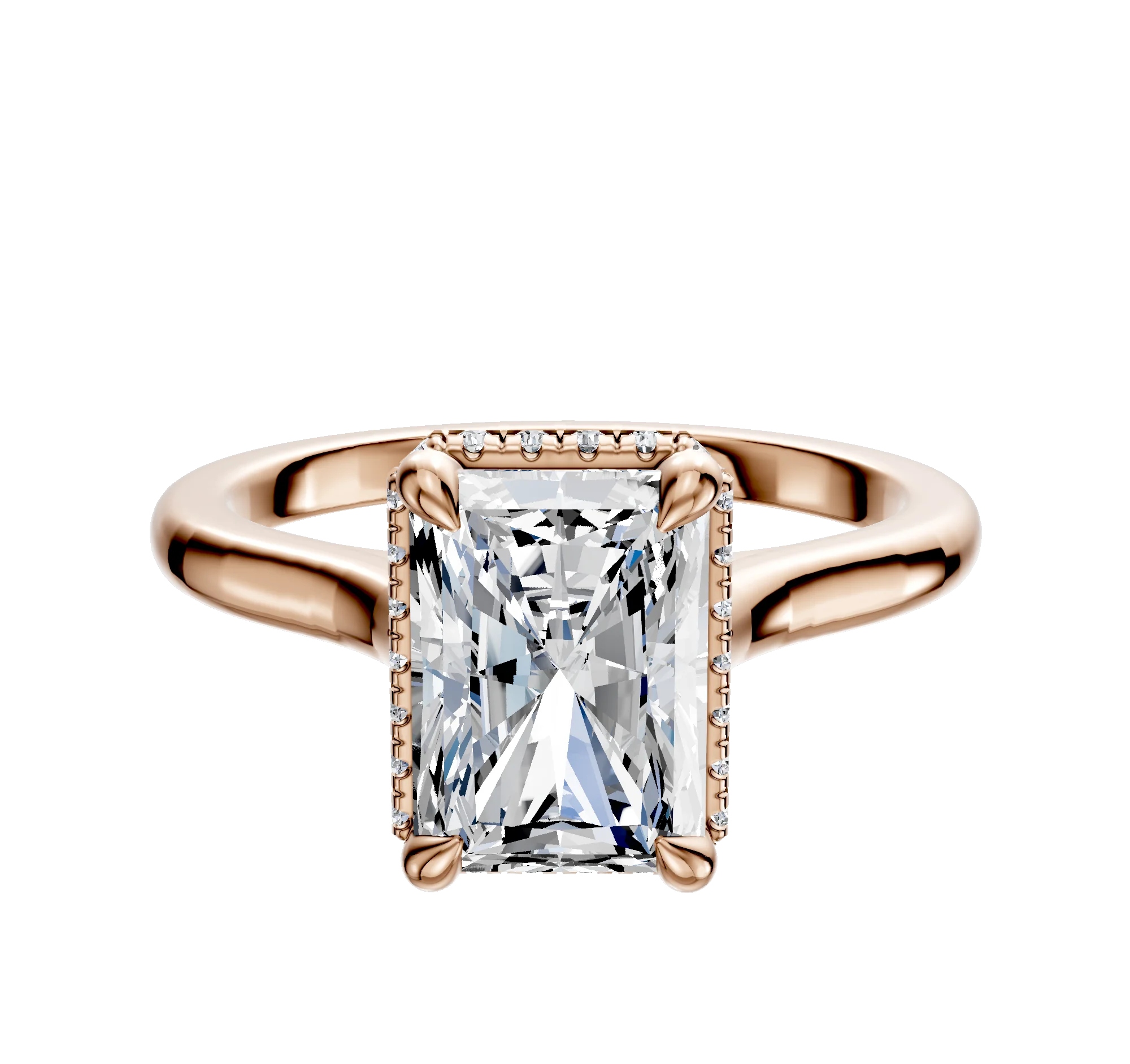 14K Rose Gold 4 Prong Collar Cathedral Dome 2.0mm Engagement Ring
