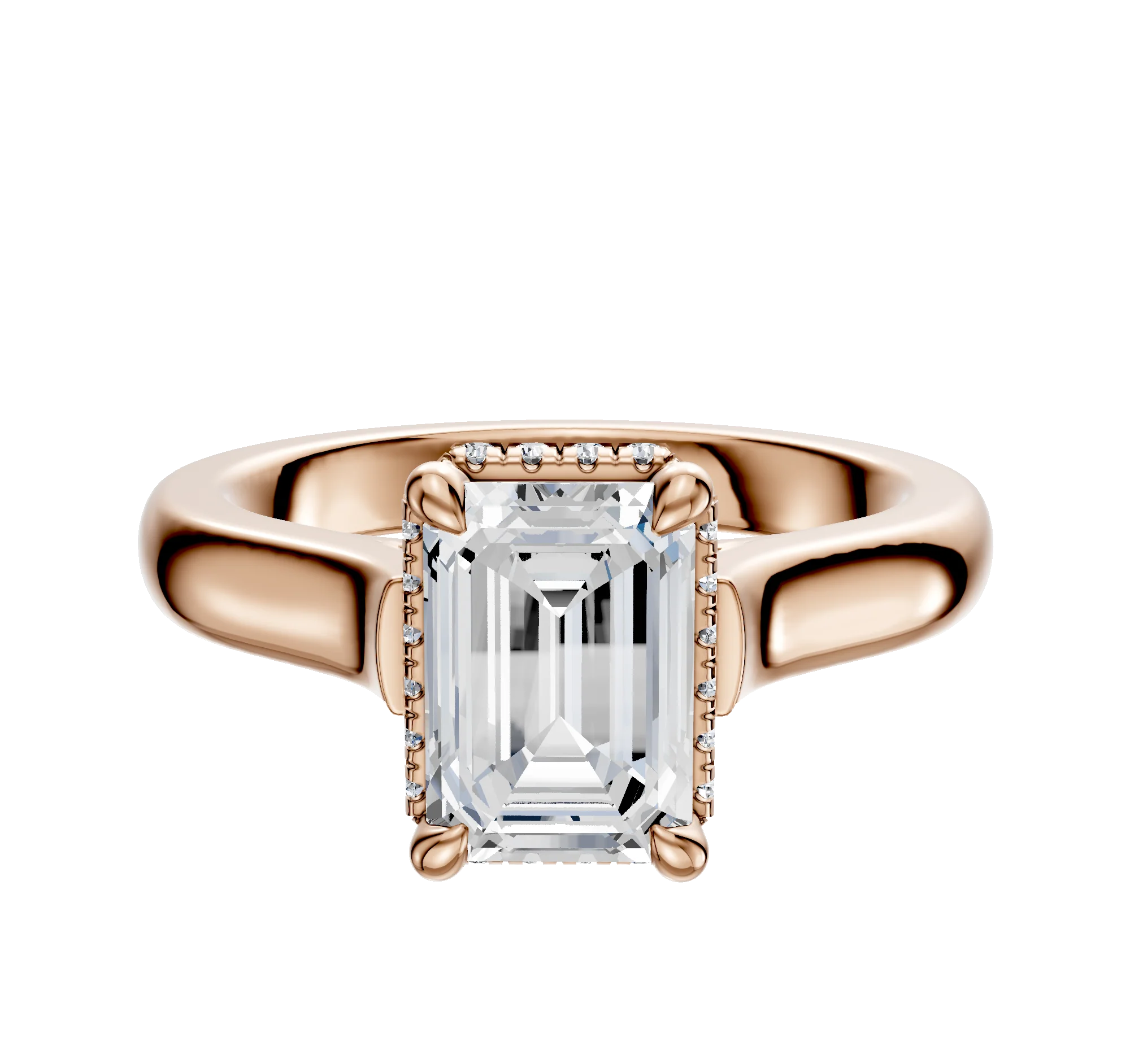 14K Rose Gold 4 Prong Collar Cathedral Dome 3.0mm Engagement Ring