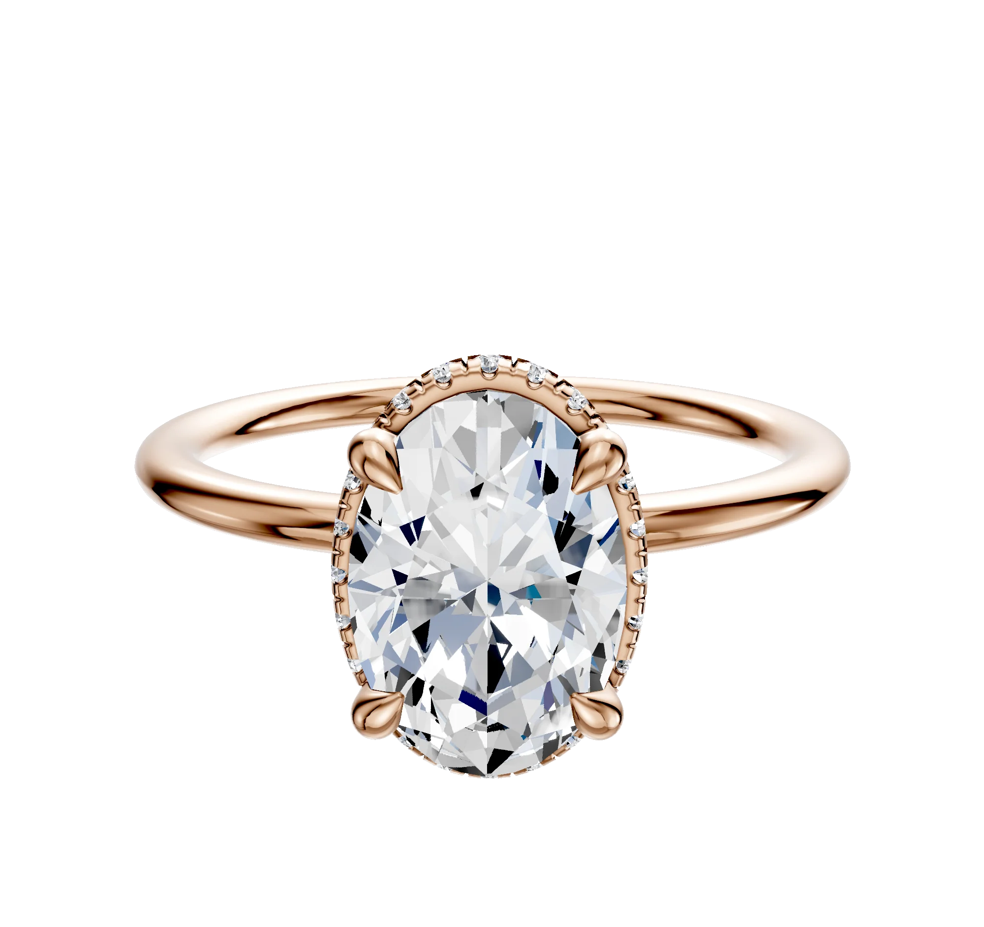 14K Rose Gold 4 Prong Collar Classic Dome 1.5mm Engagement Ring