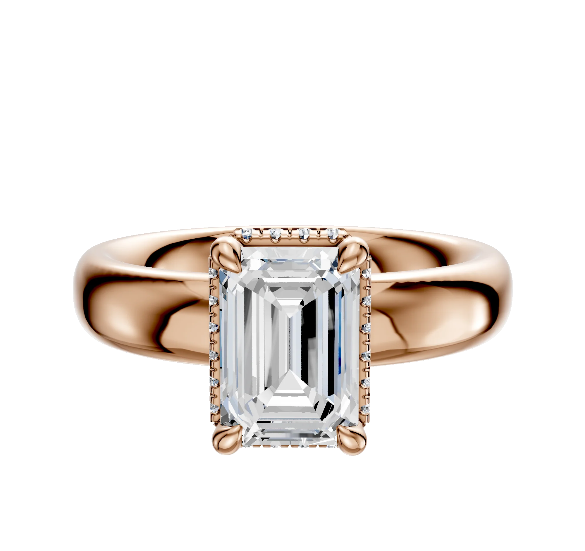 14K Rose Gold 4 Prong Collar Classic Dome 4.0mm Engagement Ring