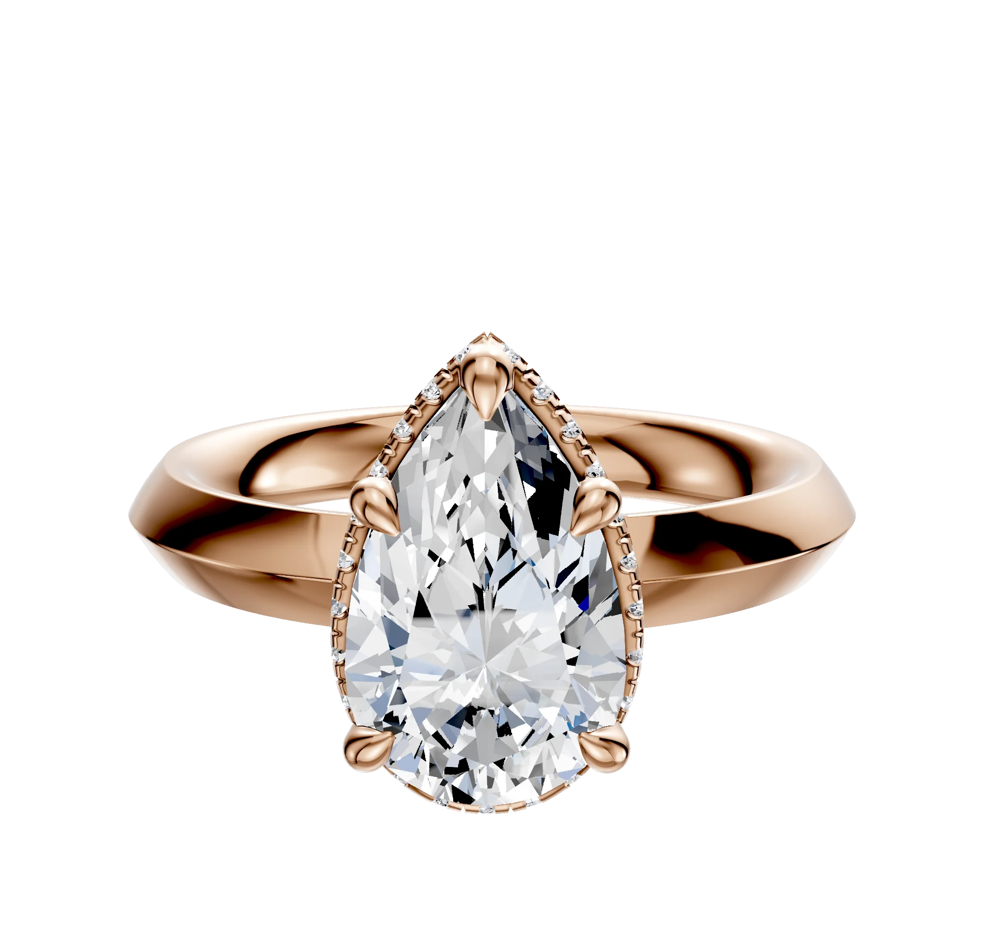 14K Rose Gold 4 Prong Collar Classic Knife Edge 3.0mm Engagement Ring