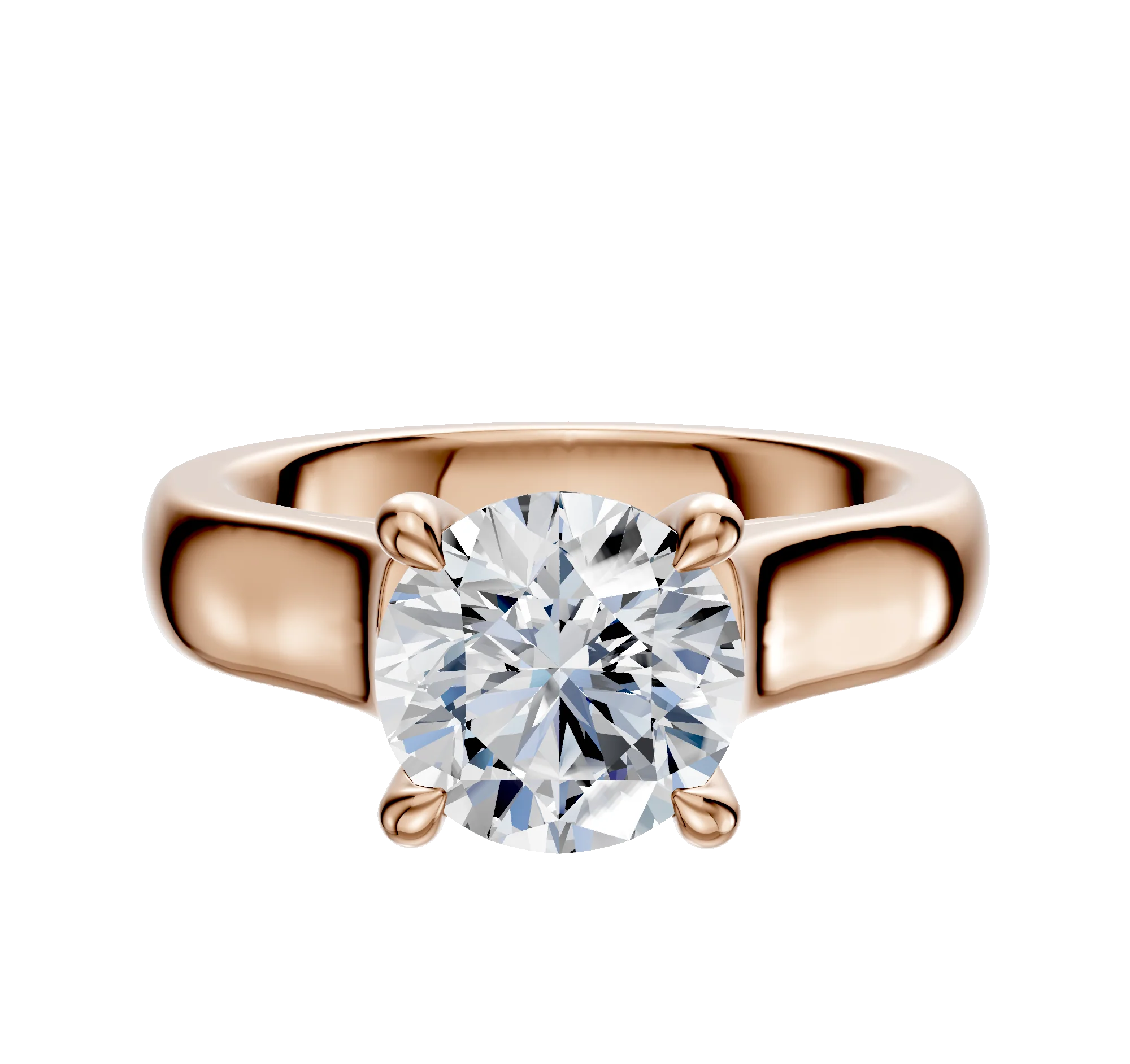 14K Rose Gold 4 Prong Hidden Halo Cathedral Dome 4.0mm Engagement Ring