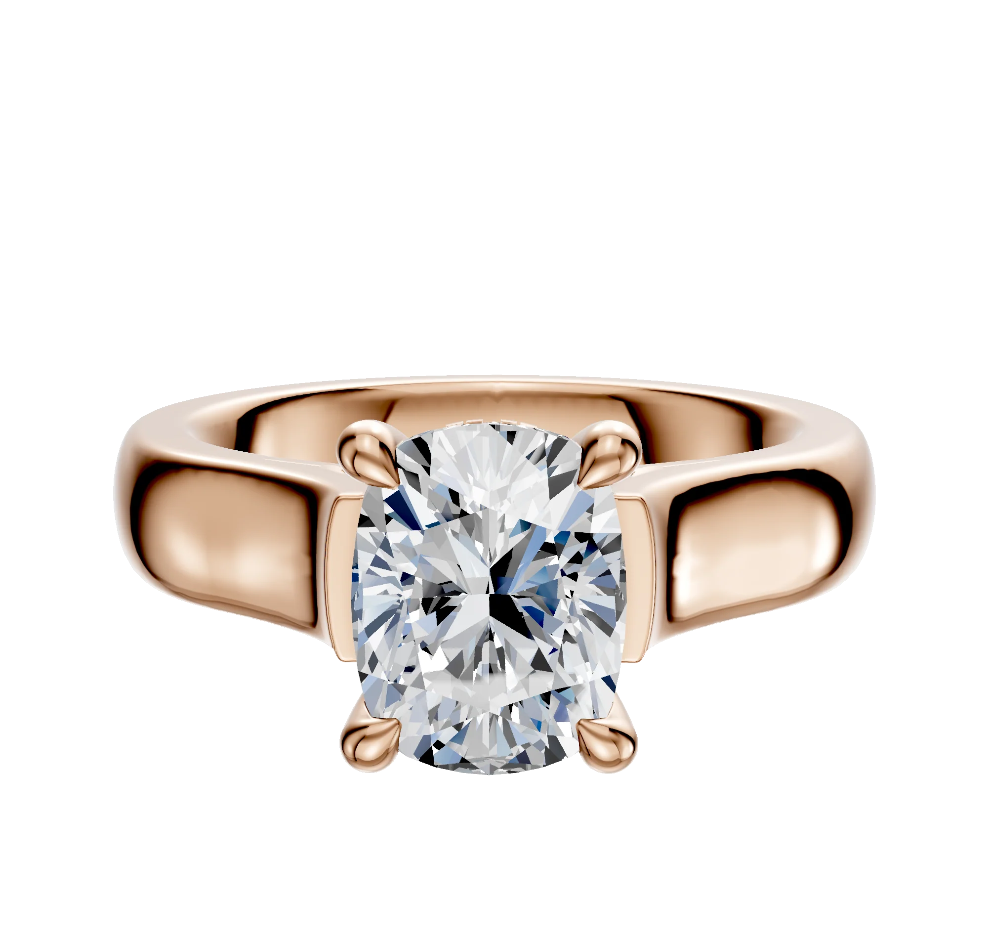 14K Rose Gold 4 Prong Hidden Halo Cathedral Dome 4.0mm Engagement Ring