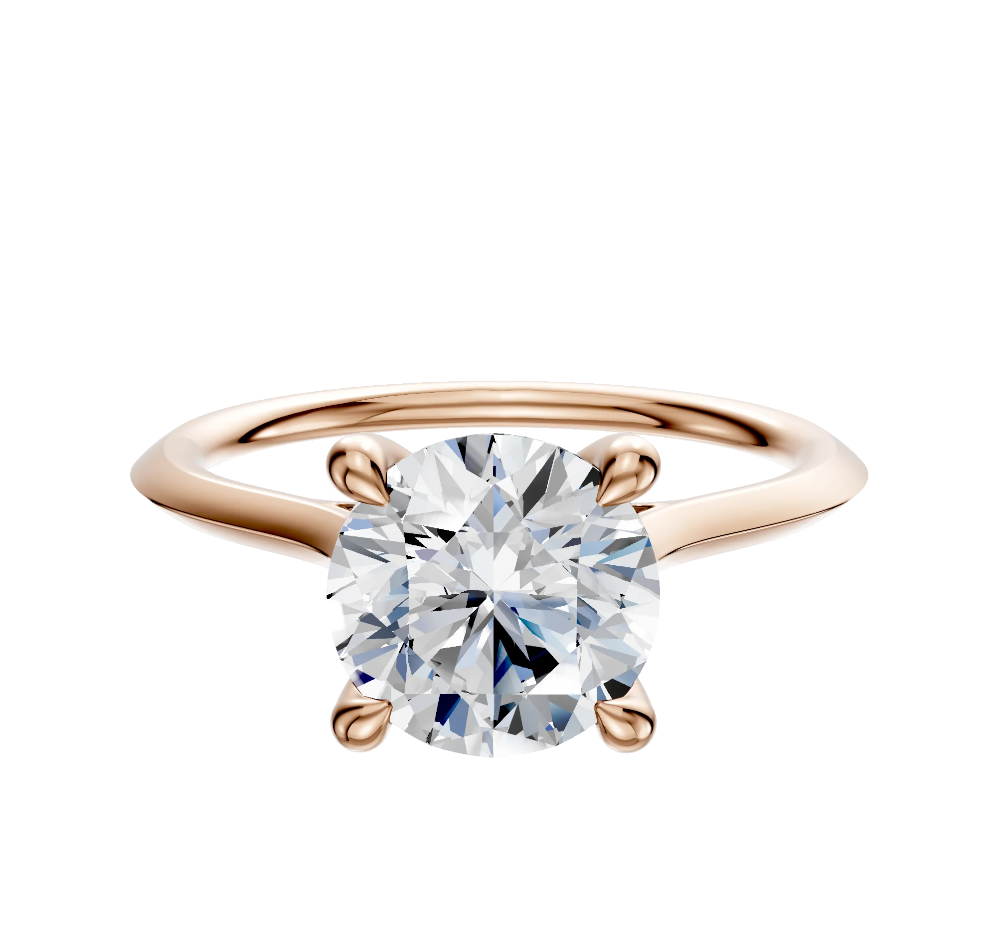 14K Rose Gold 4 Prong Hidden Halo Cathedral Knife Edge 1.5mm Engagement Ring
