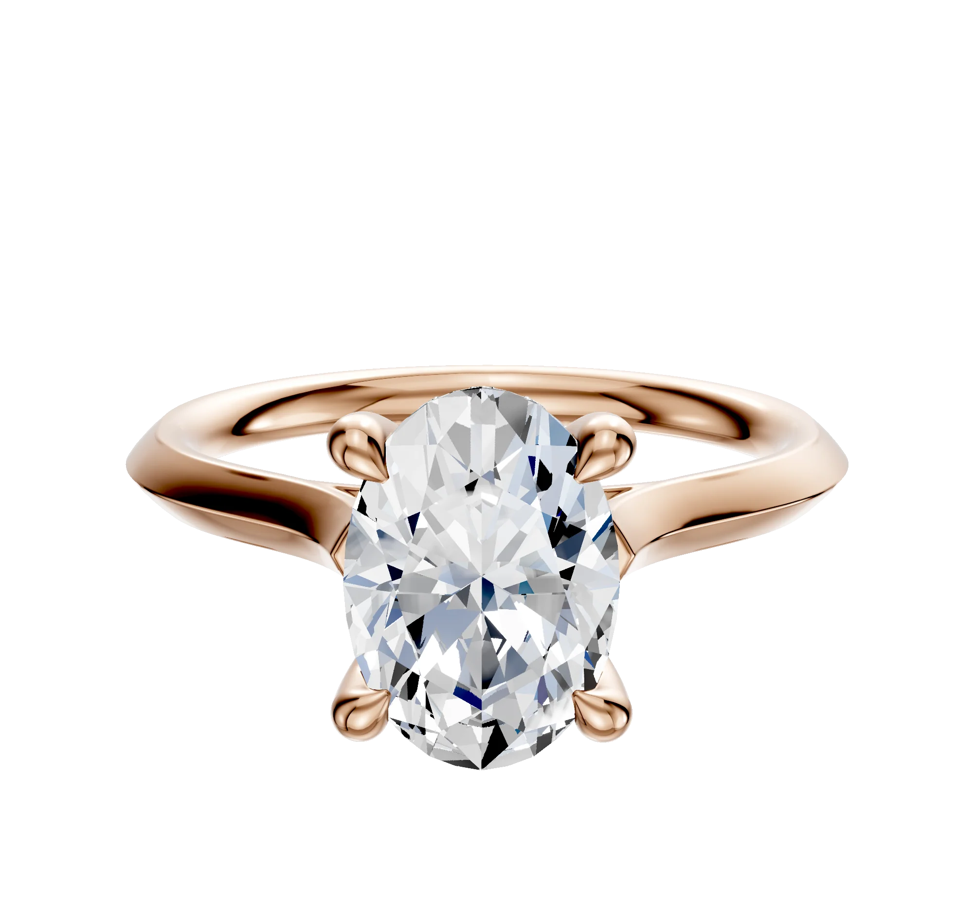 14K Rose Gold 4 Prong Hidden Halo Cathedral Knife Edge 2.0mm Engagement Ring