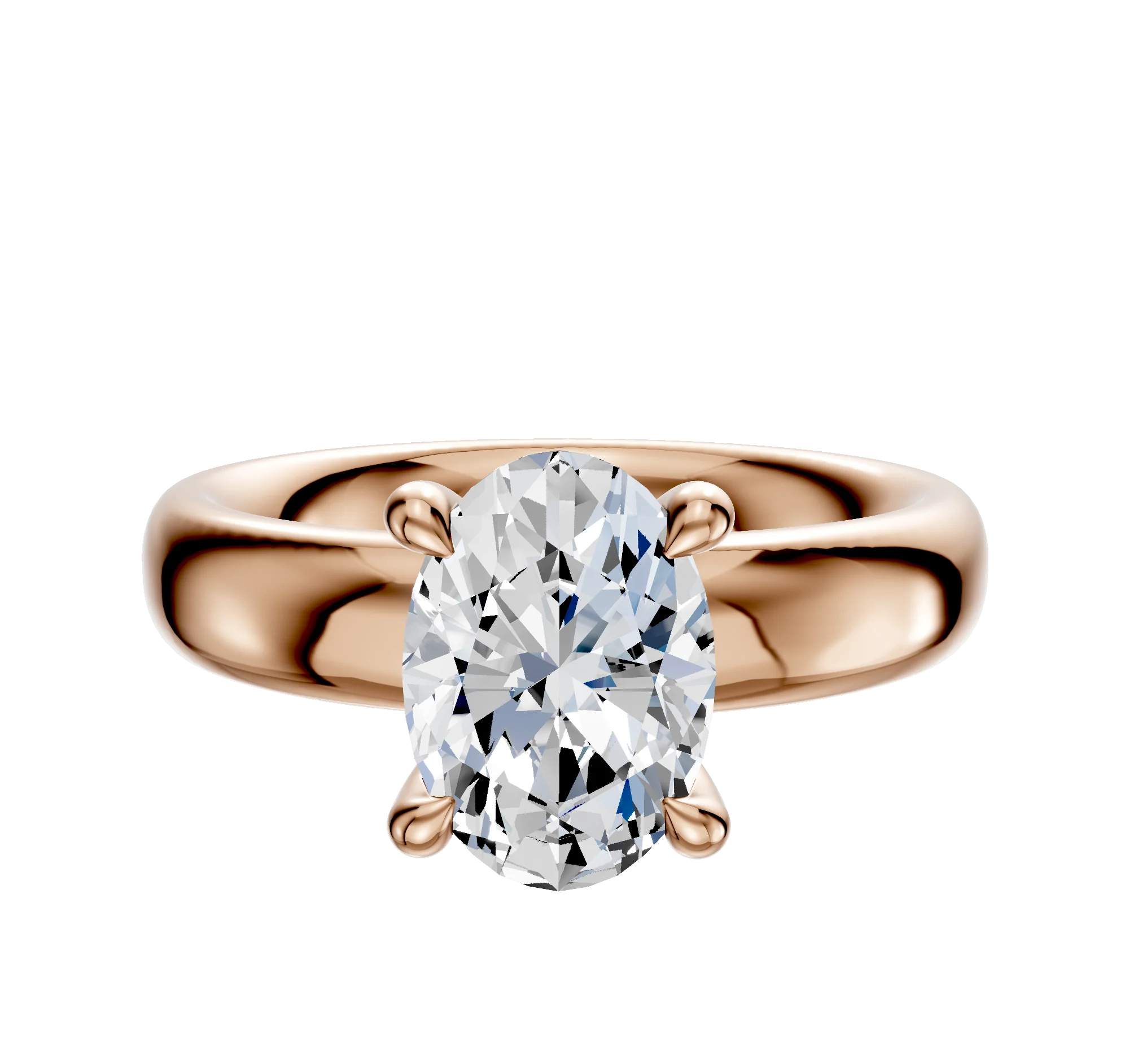 14K Rose Gold 4 Prong Hidden Halo Classic Dome 4.0mm Engagement Ring