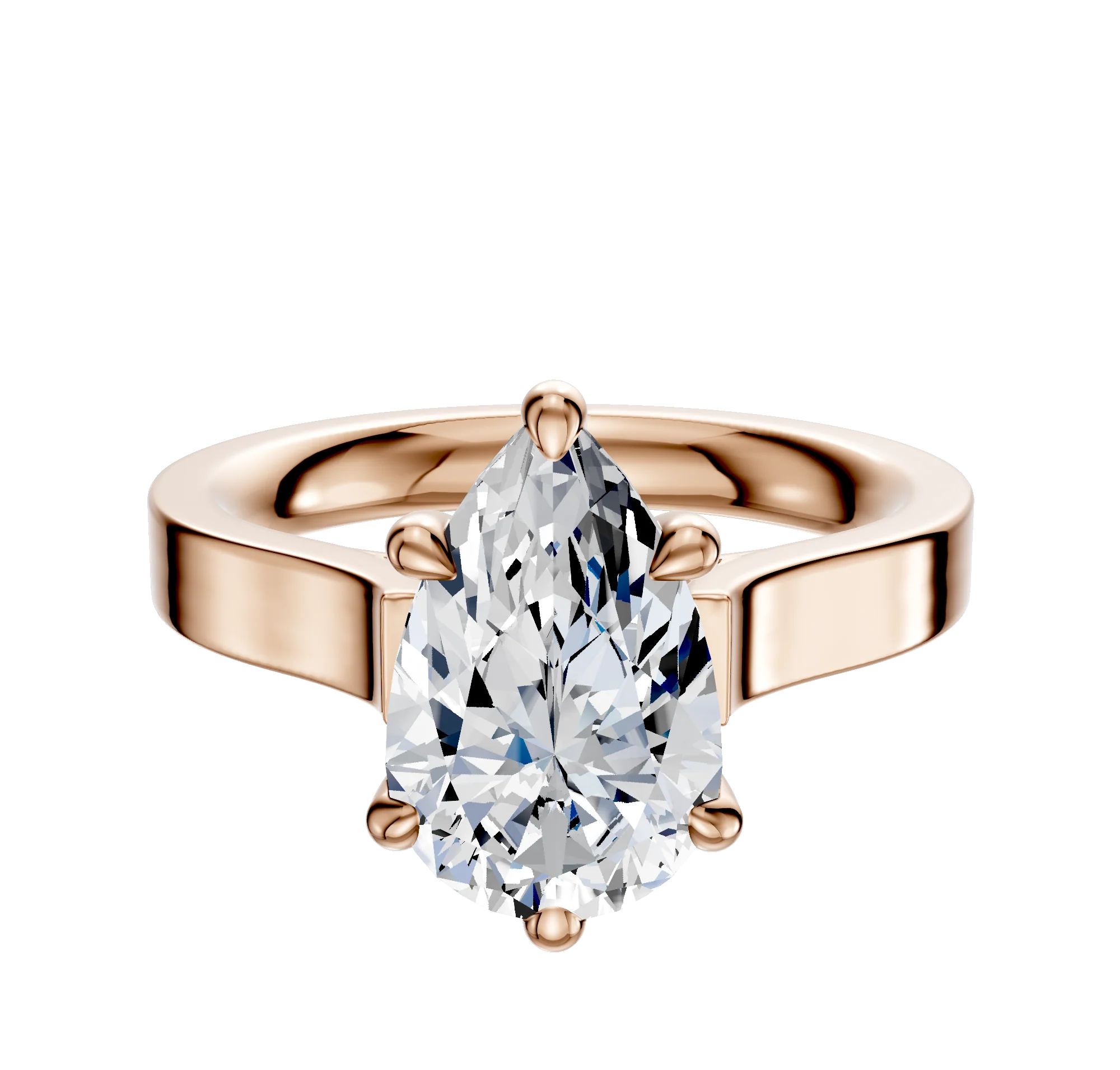 14K Rose Gold 6 Prong Basket Cathedral Flat 3.0mm Engagement Ring