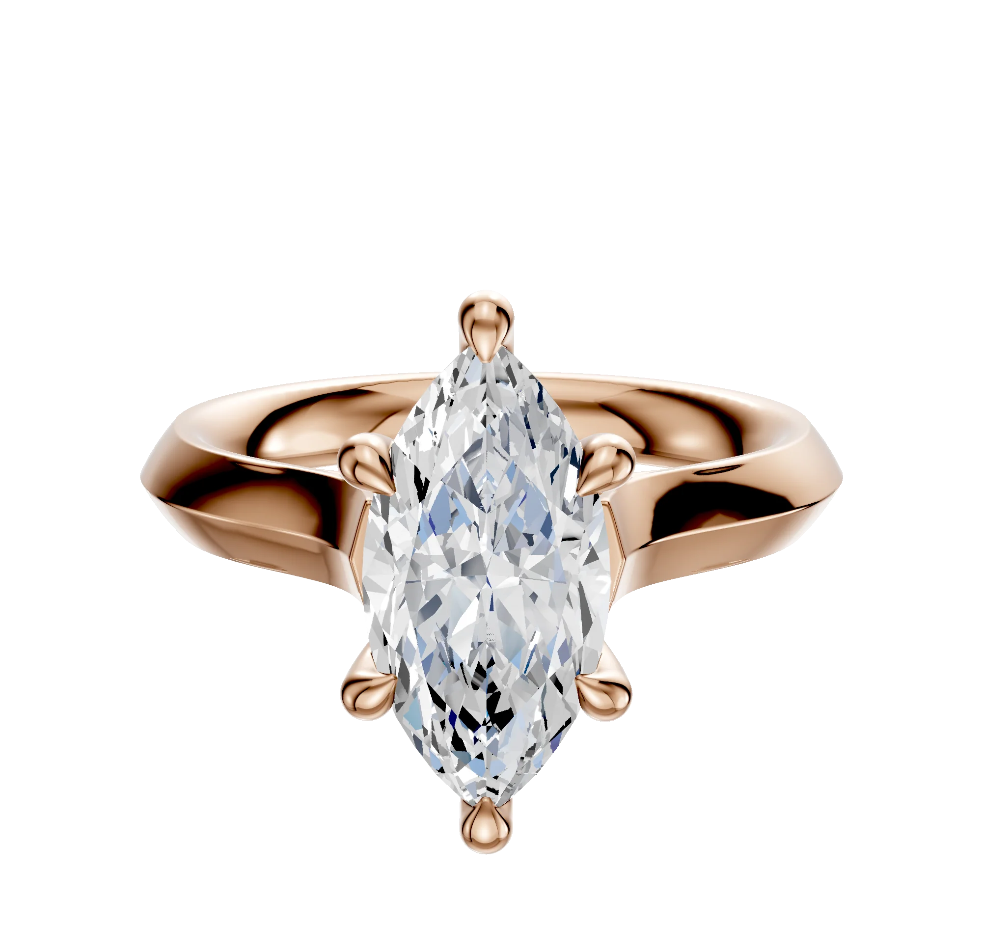 14K Rose Gold 6 Prong Hidden Halo Cathedral Knife Edge 3.0mm Engagement Ring