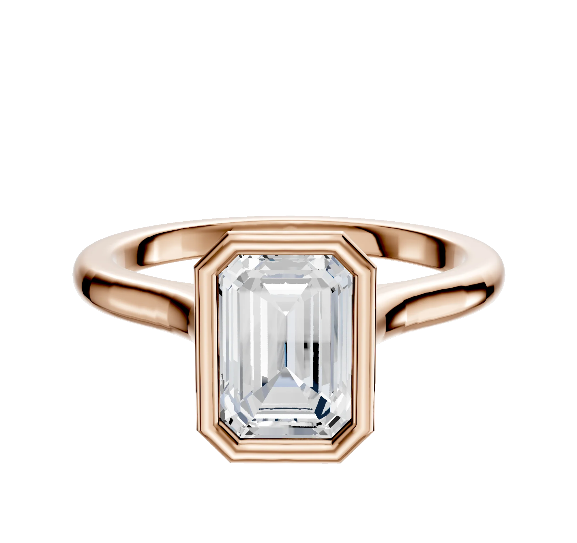 14K Rose Gold Bezel Full Bezel North/South Cathedral Dome 2.0mm Engagement Ring