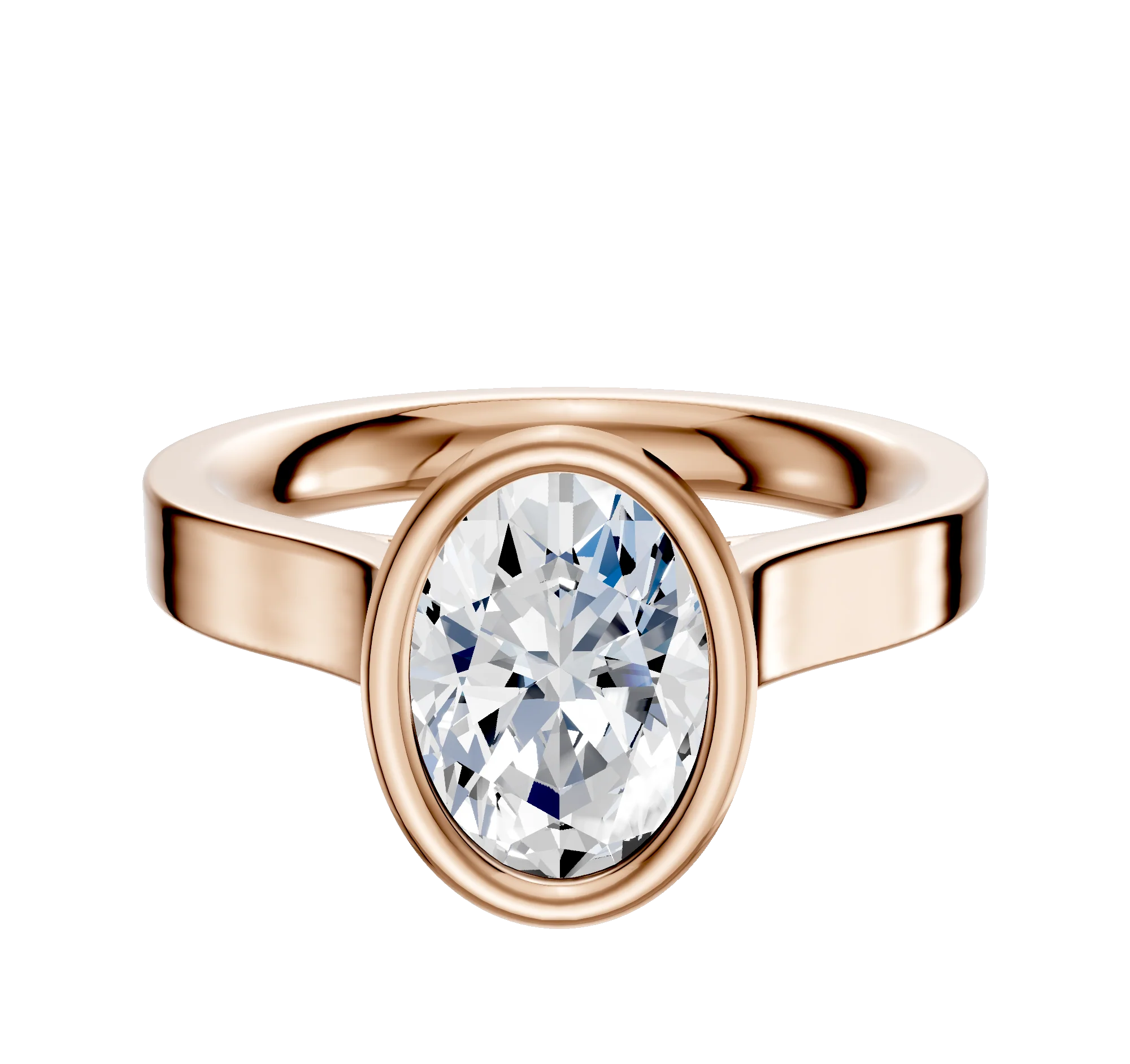 14K Rose Gold Bezel Full Bezel North/South Cathedral Flat 3.0mm Engagement Ring