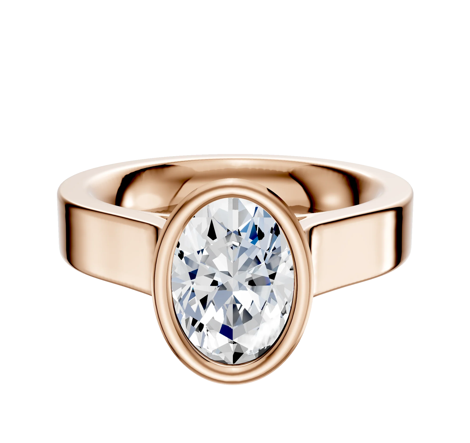 14K Rose Gold Bezel Full Bezel North/South Cathedral Flat 4.0mm Engagement Ring
