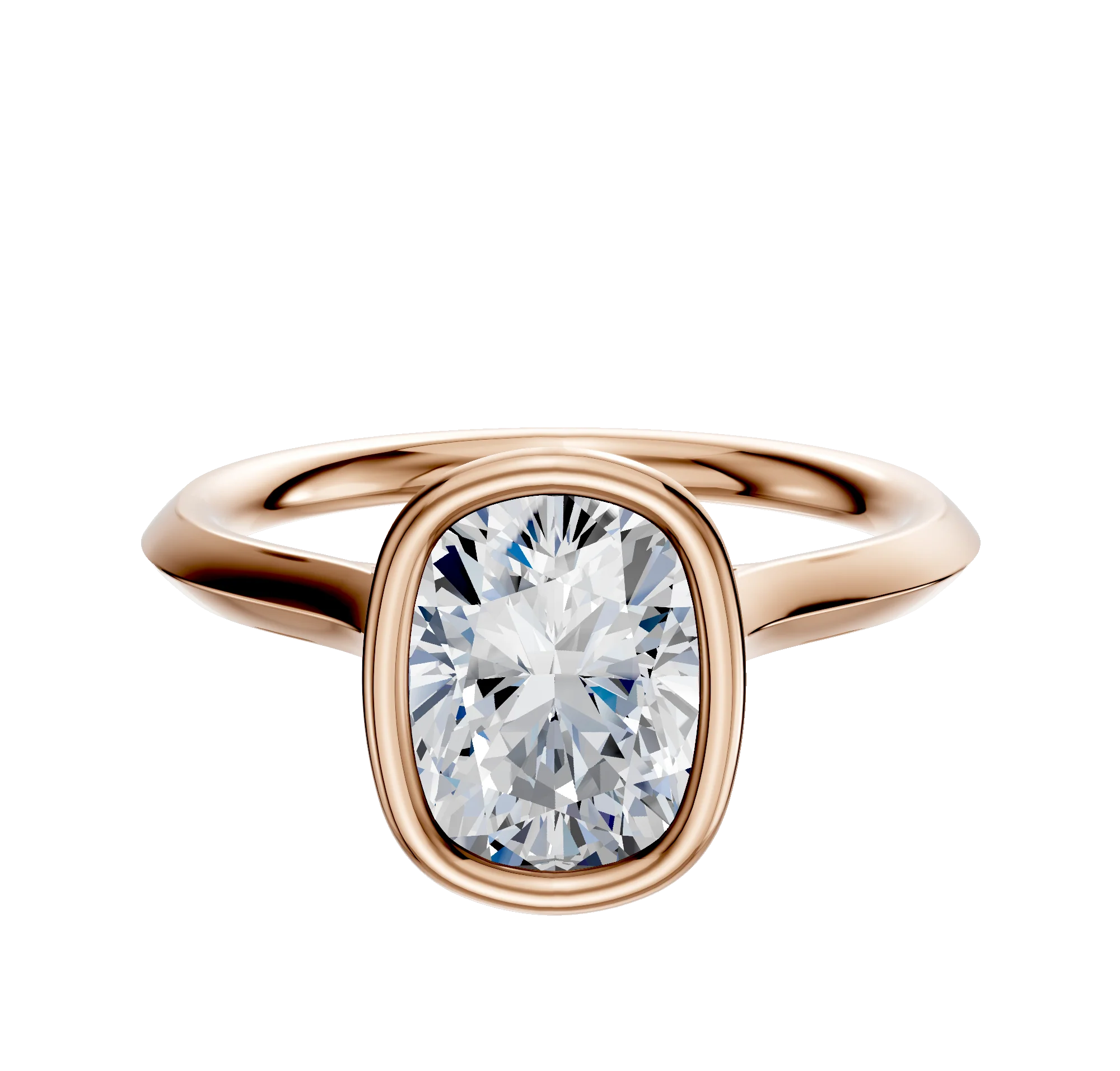 14K Rose Gold Bezel Full Bezel North/South Cathedral Knife Edge 2.0mm Engagement Ring