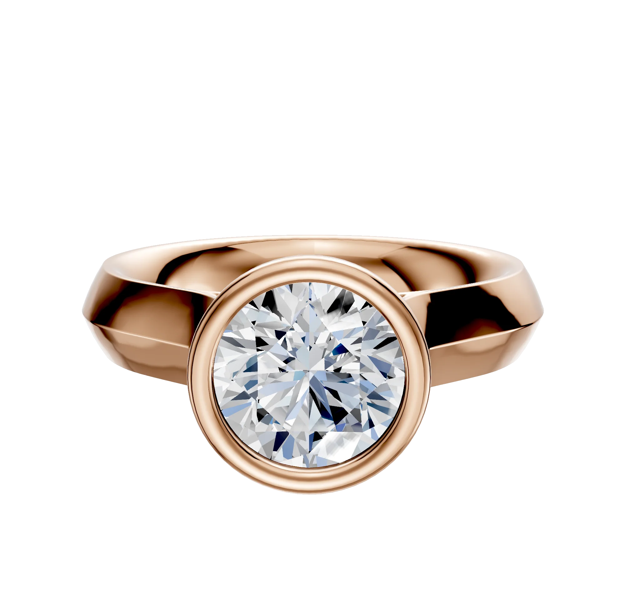 14K Rose Gold Bezel Full Bezel North/South Cathedral Knife Edge 4.0mm Engagement Ring