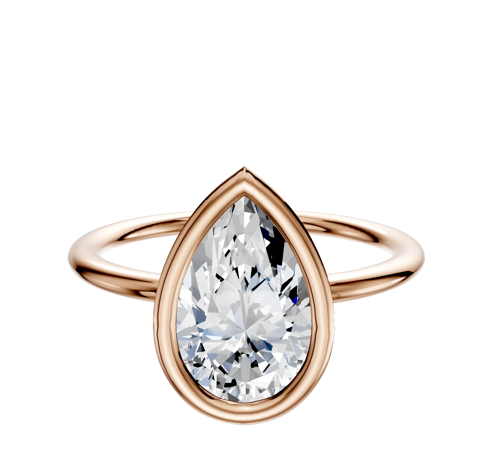 14K Rose Gold Bezel Full Bezel North/South Classic Dome 1.5mm Engagement Ring