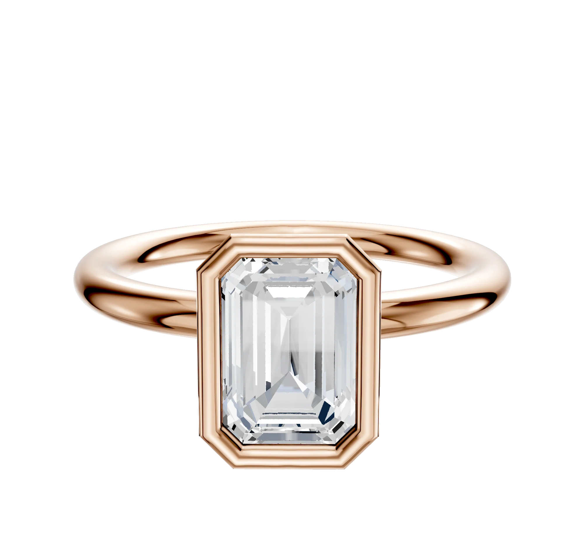 14K Rose Gold Bezel Full Bezel North/South Classic Dome 2.0mm Engagement Ring