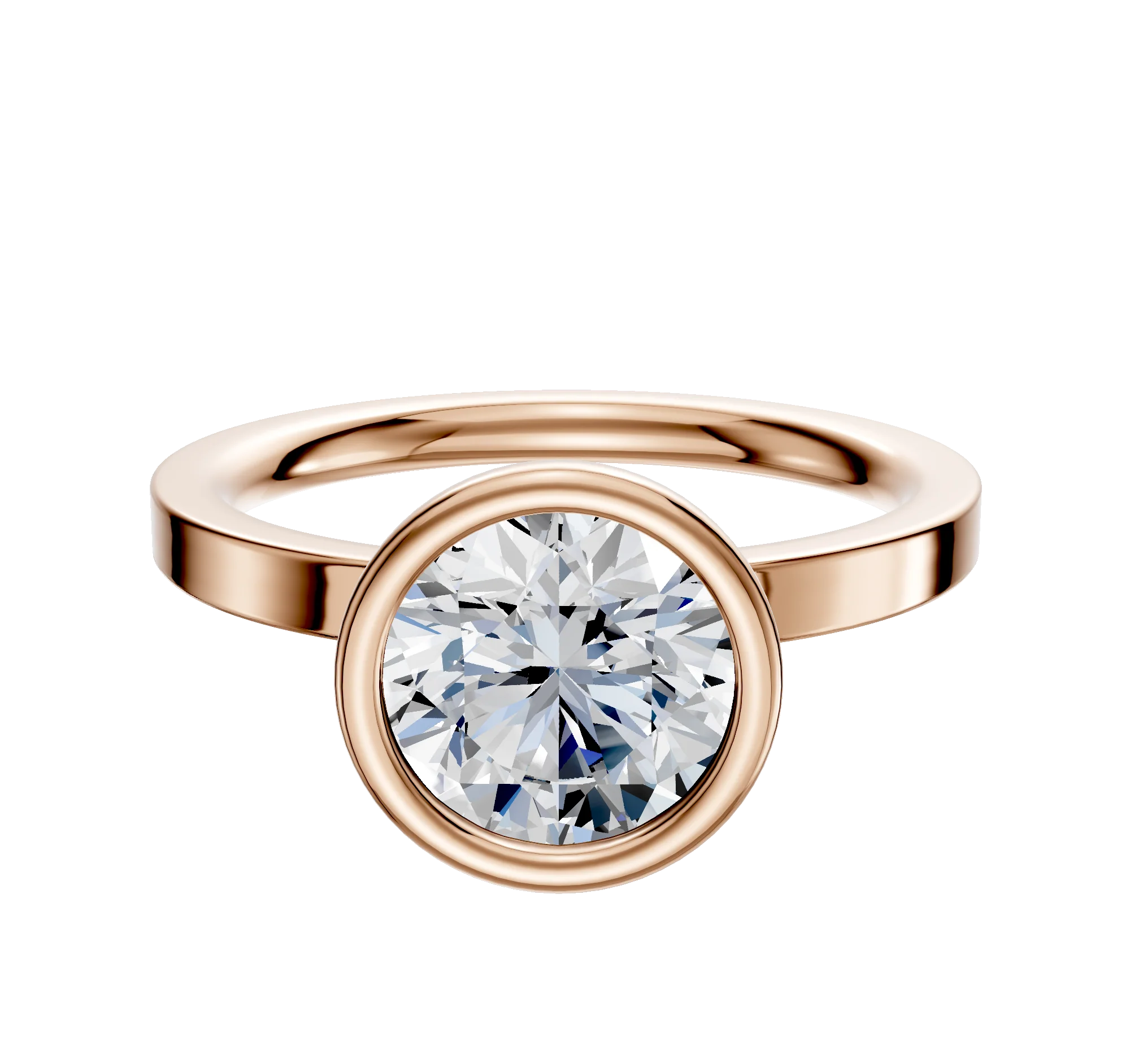 14K Rose Gold Bezel Full Bezel North/South Classic Flat 2.0mm Engagement Ring