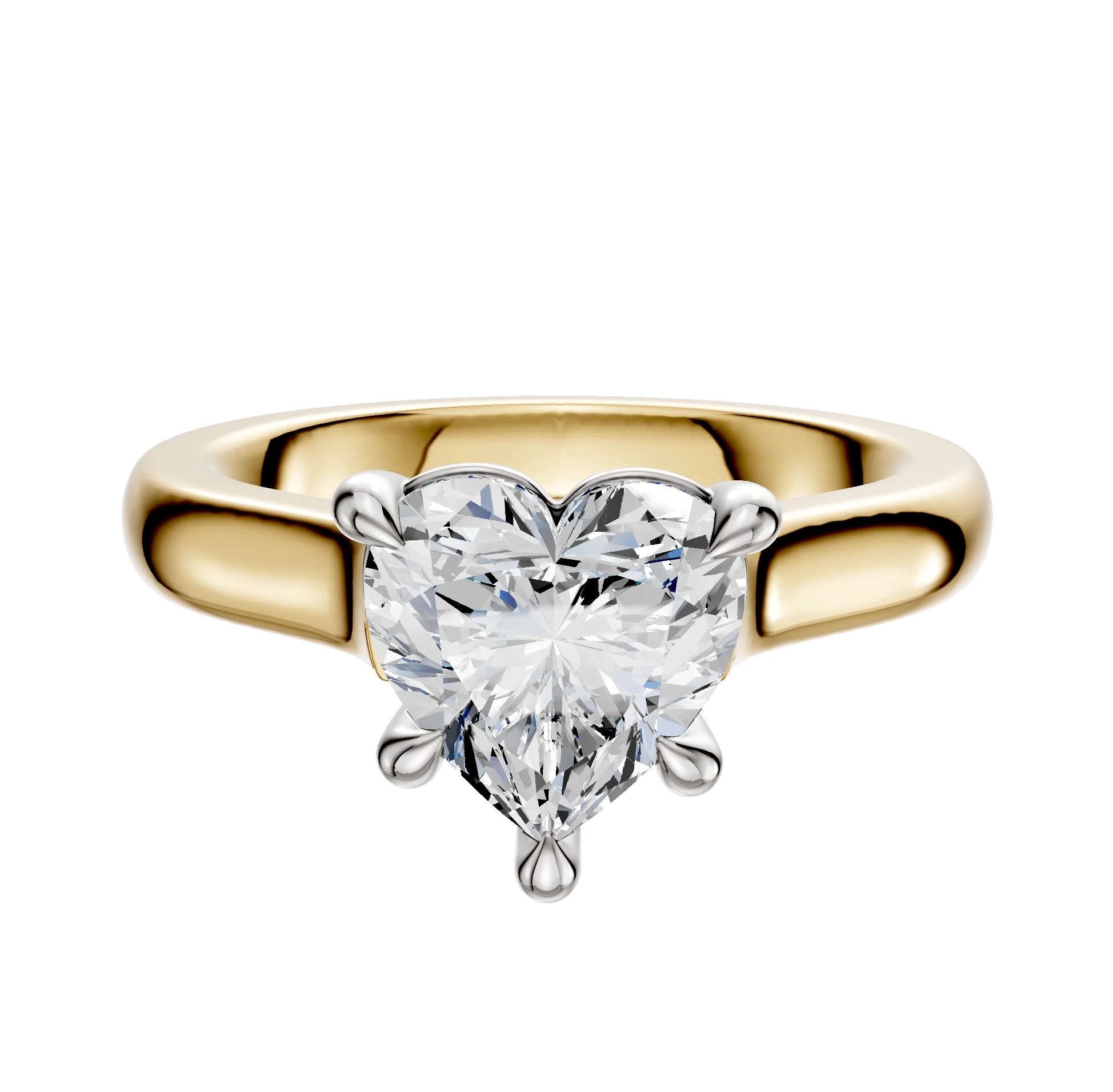 14K Two Tone 4 Prong Basket Cathedral Dome 3.0mm Engagement Ring