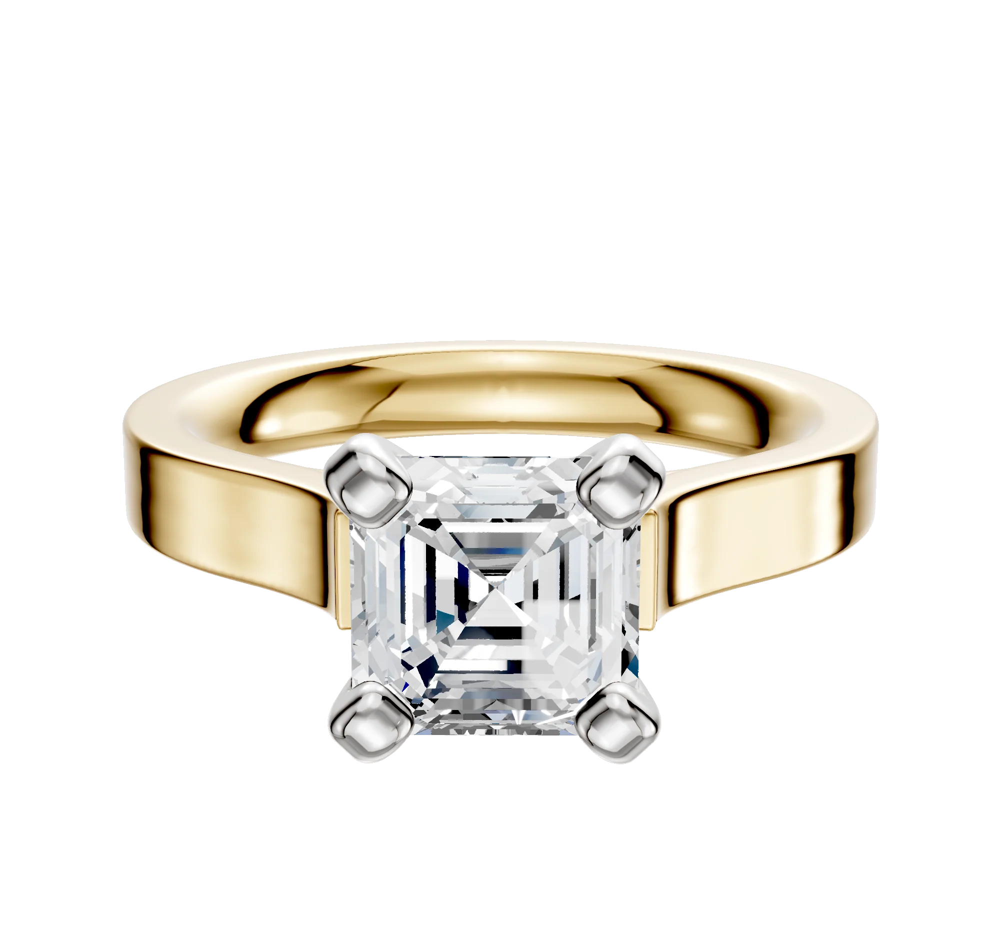 14K Two Tone 4 Prong Cathedral Flat 3.0mm Engagement Ring