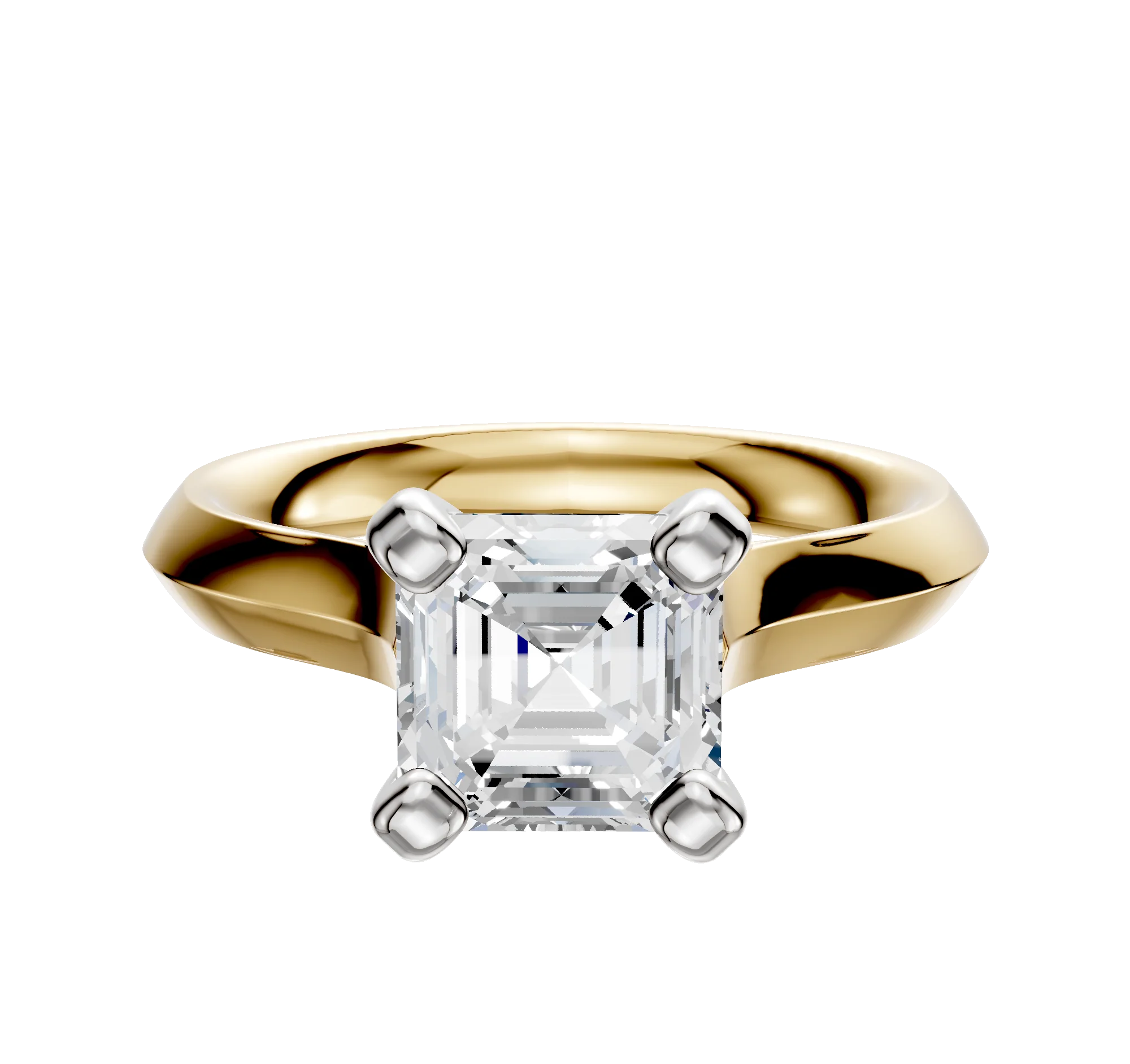 14K Two Tone 4 Prong Cathedral Knife Edge 3.0mm Engagement Ring