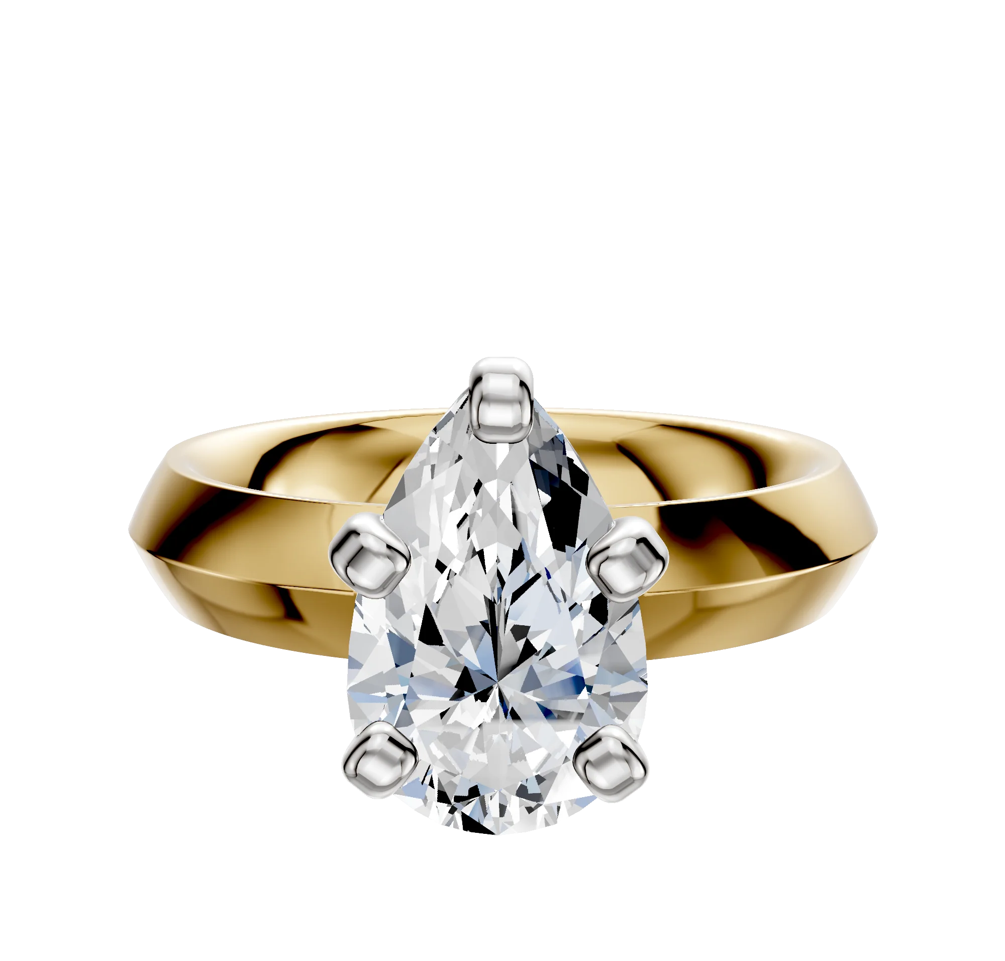 14K Two Tone 4 Prong Classic Knife Edge 4.0mm Engagement Ring