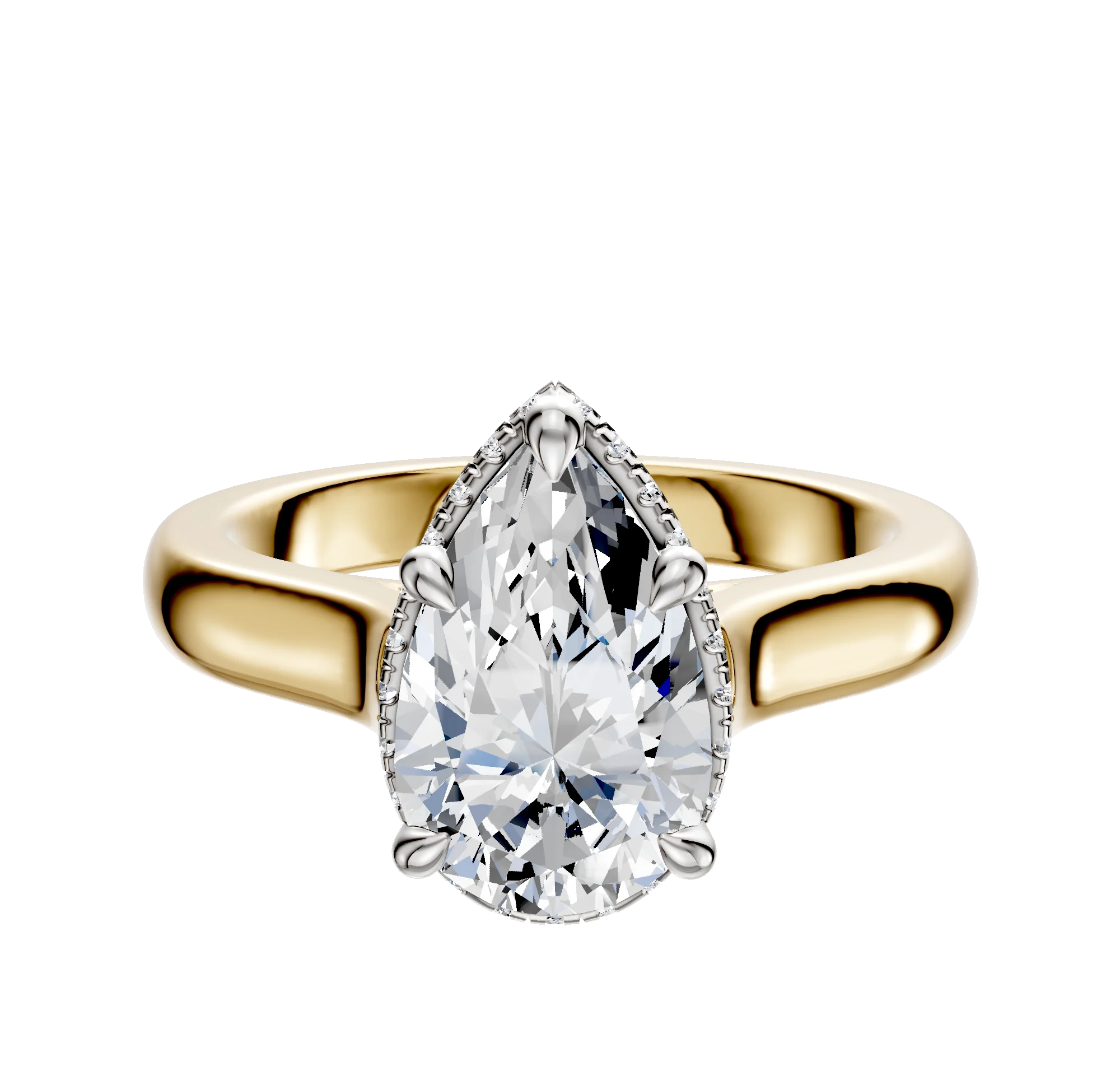 14K Two Tone 4 Prong Collar Cathedral Dome 3.0mm Engagement Ring