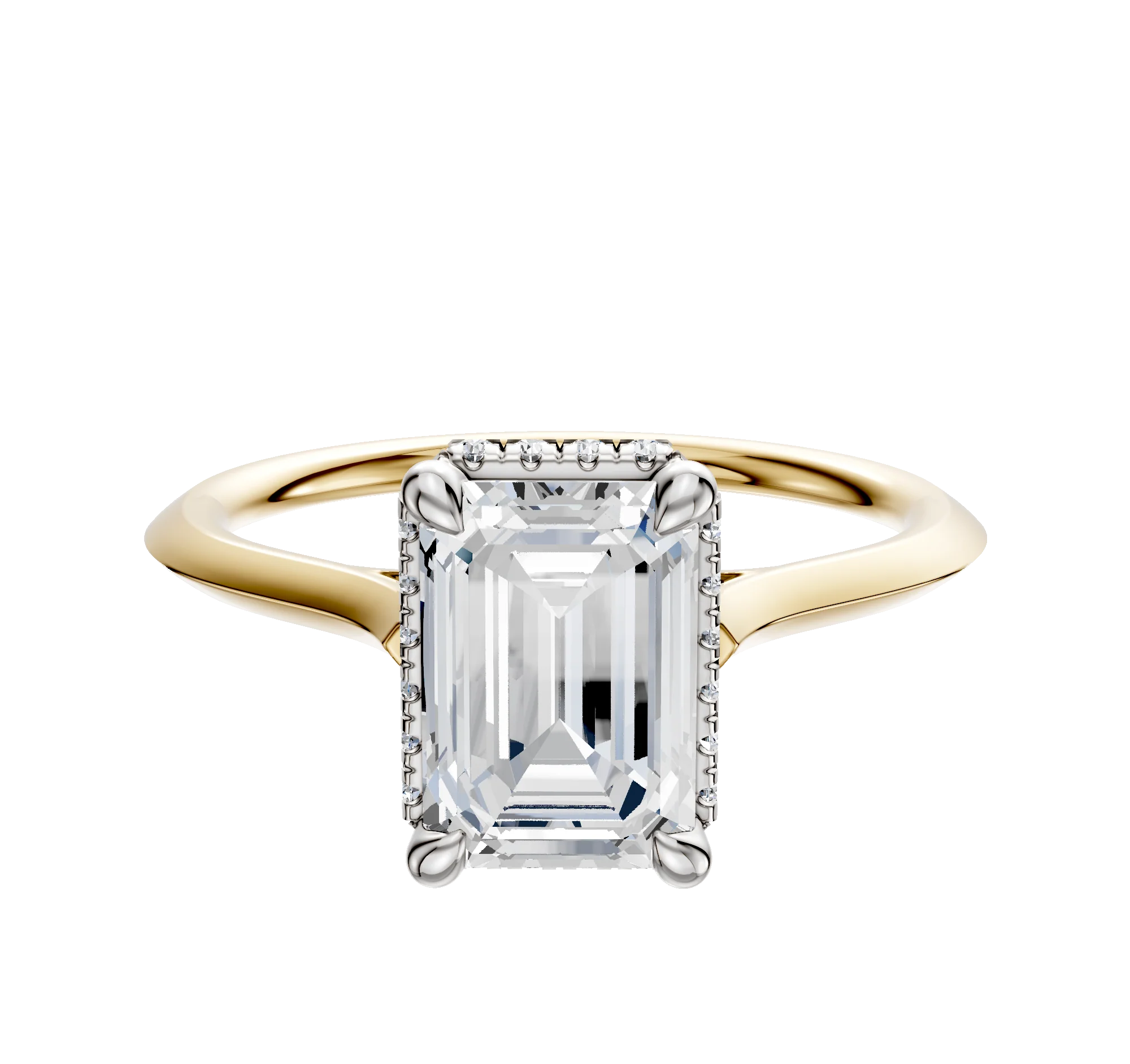 14K Two Tone 4 Prong Collar Cathedral Knife Edge 1.5mm Engagement Ring