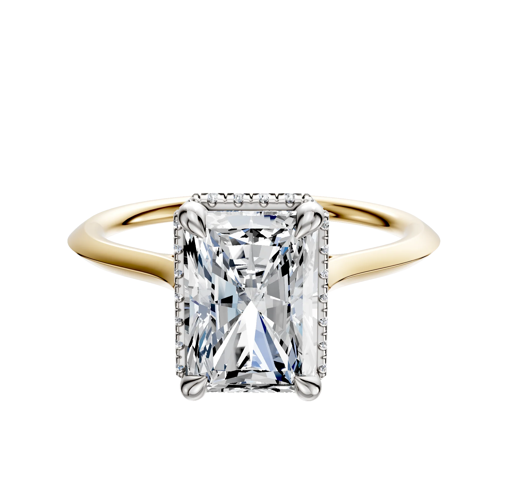 14K Two Tone 4 Prong Collar Cathedral Knife Edge 1.5mm Engagement Ring