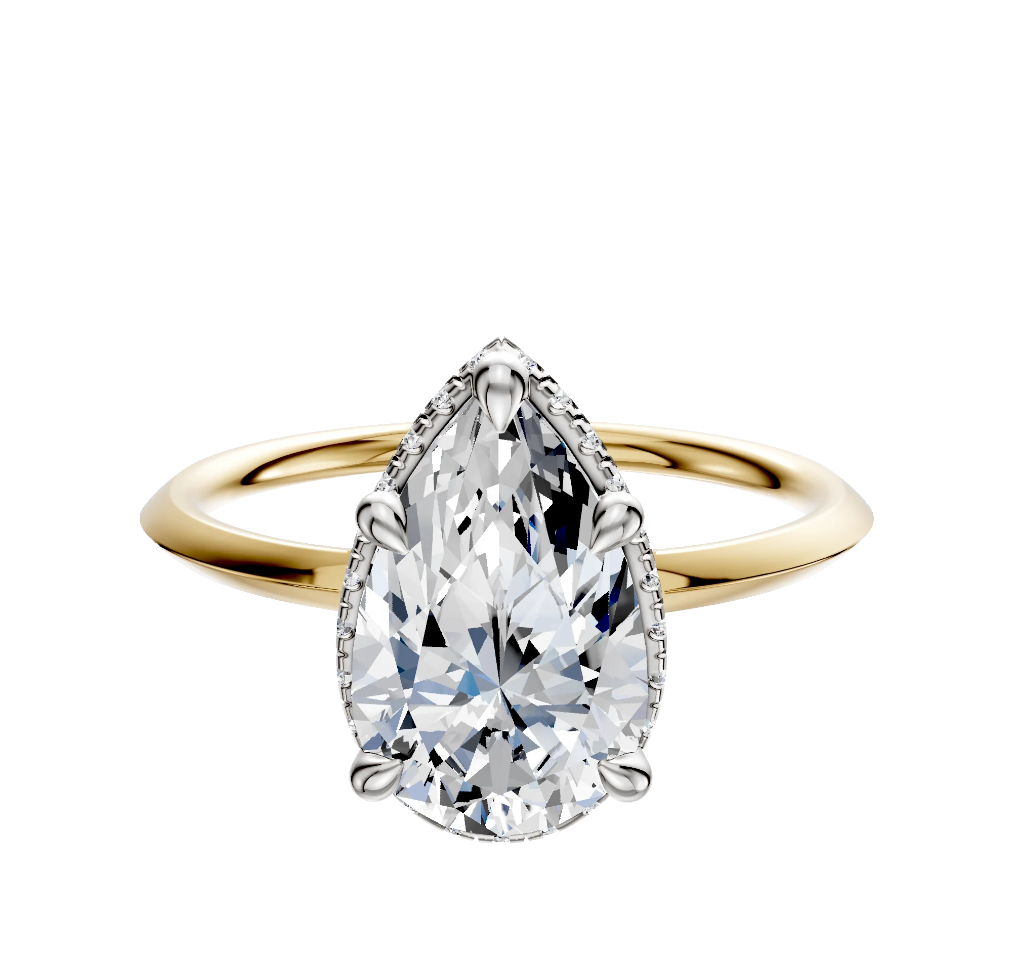 14K Two Tone 4 Prong Collar Classic Knife Edge 1.5mm Engagement Ring