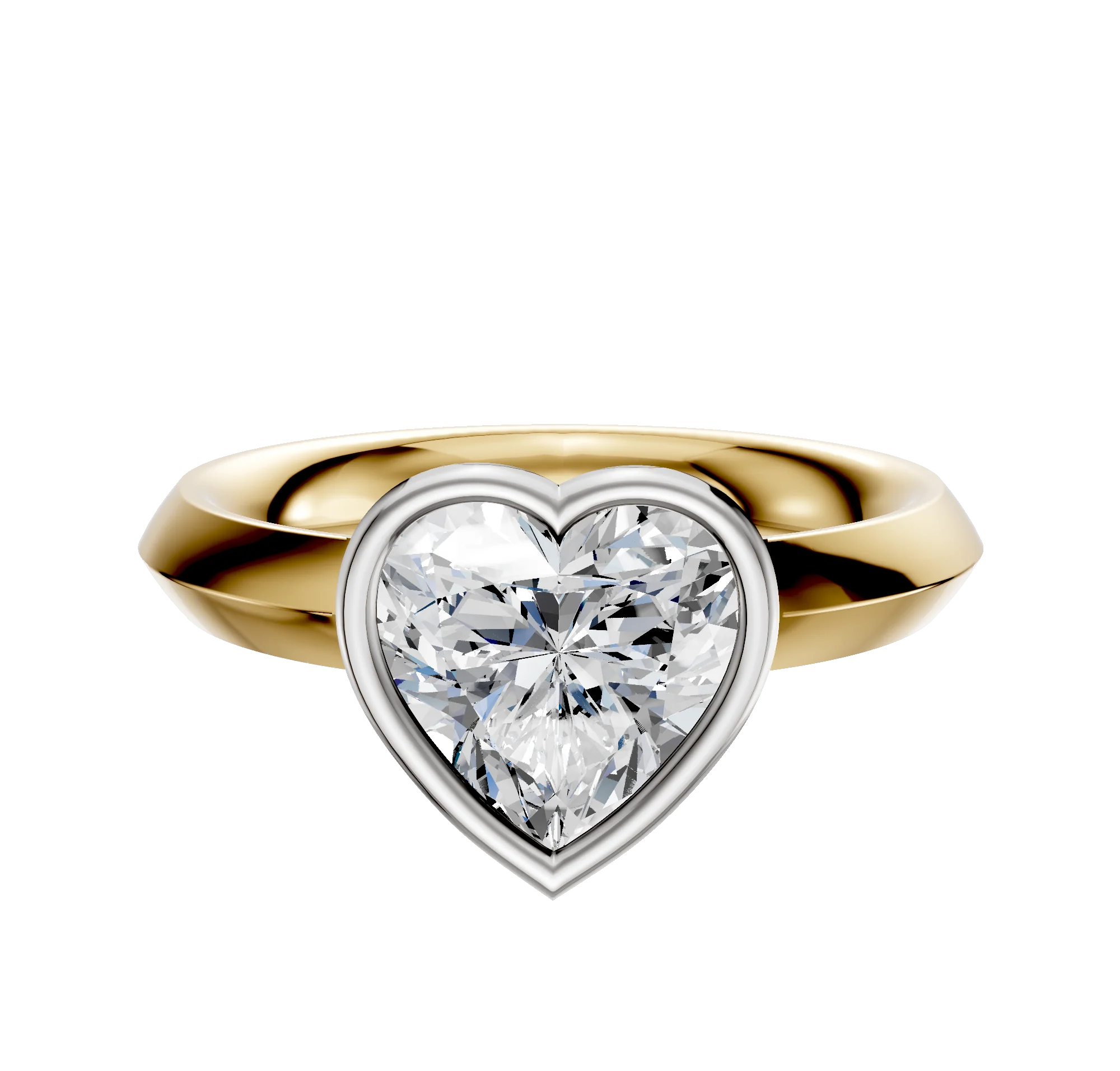 14K Two Tone Bezel Full Bezel East/West Classic Knife Edge 3.0mm Engagement Ring
