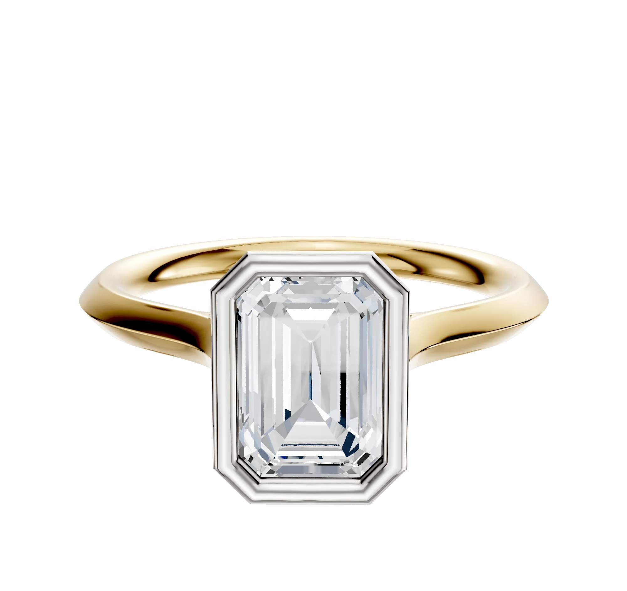 14K Two Tone Bezel Full Bezel North/South Cathedral Knife Edge 2.0mm Engagement Ring