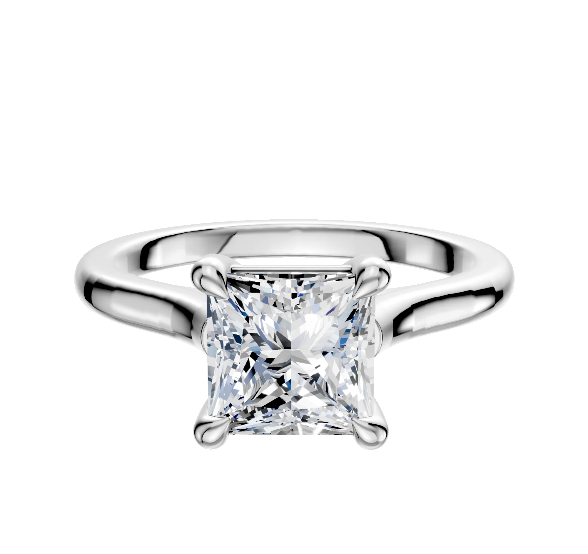 14K White Gold 4 Prong Basket Cathedral Dome 2.0mm Engagement Ring