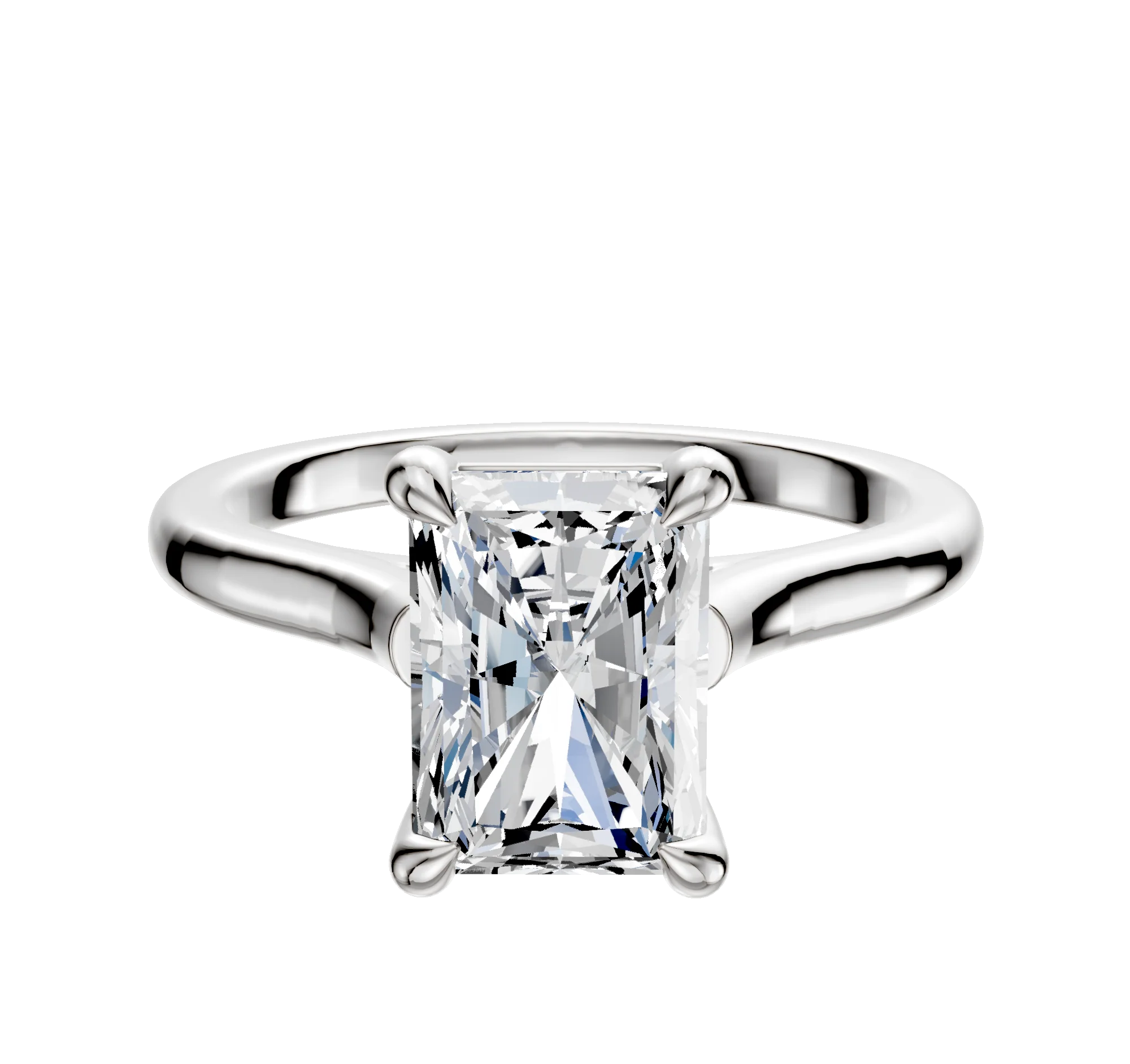 14K White Gold 4 Prong Basket Cathedral Dome 2.0mm Engagement Ring