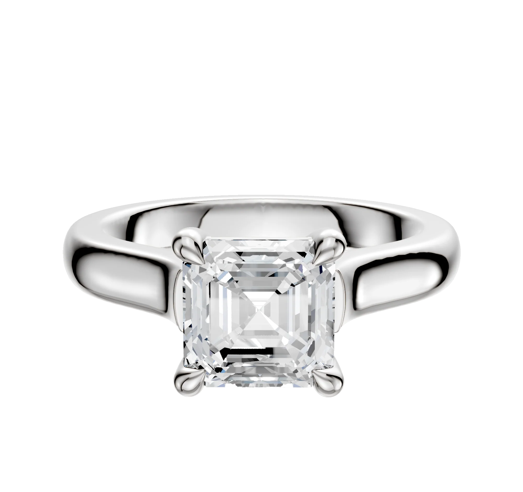 14K White Gold 4 Prong Basket Cathedral Dome 3.0mm Engagement Ring
