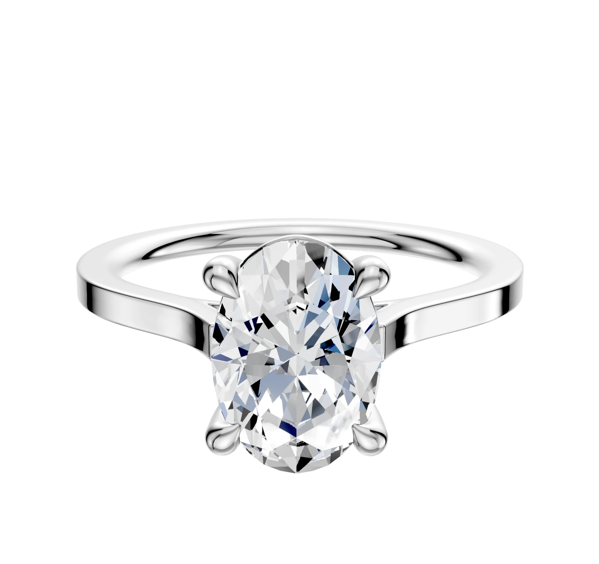 14K White Gold 4 Prong Basket Cathedral Flat 1.5mm Engagement Ring